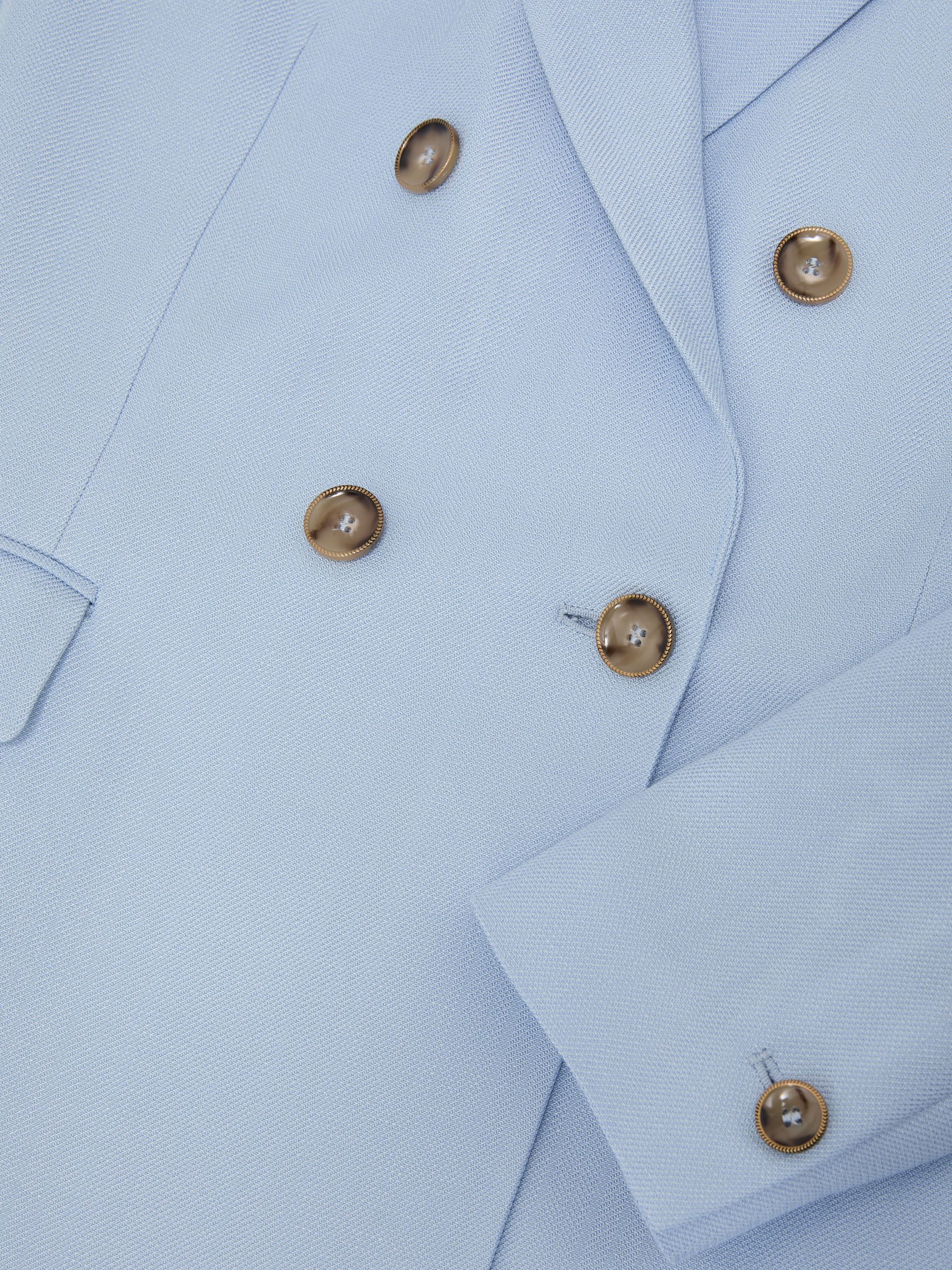 Petite Double-Breasted Peak-Lapel Suit Jacket in Blue - image 3