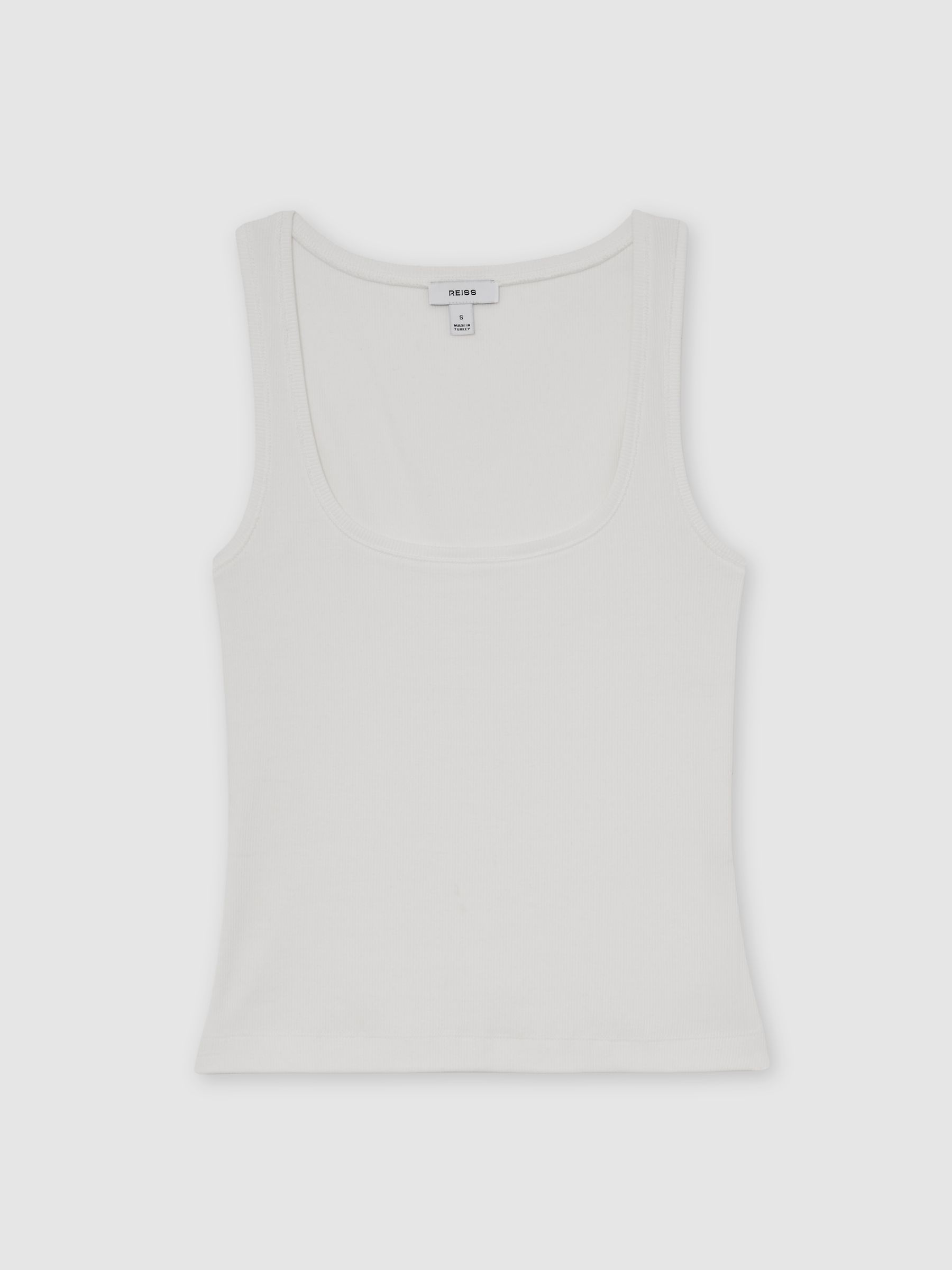 Stretch-Cotton Ribbed Square-Neck Vest in White - image 1