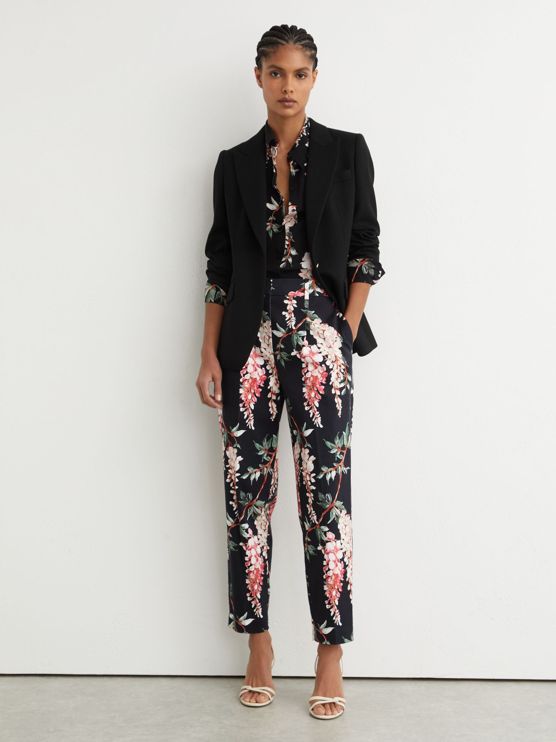 Wool-Blend Textured Single-Breasted Blazer in Black - image 3