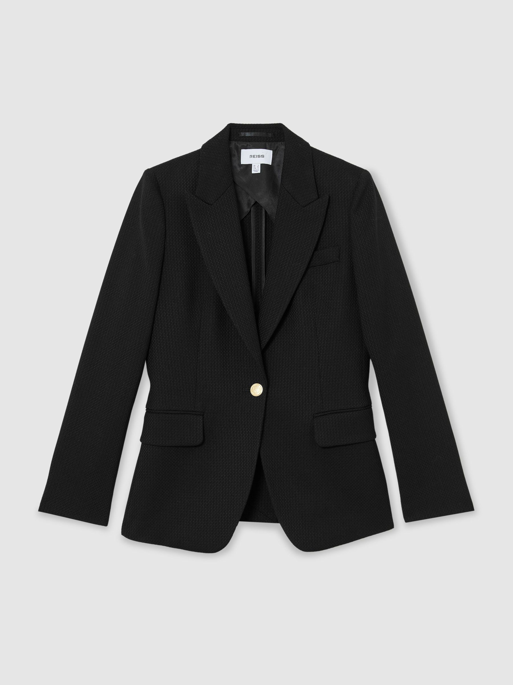 Wool-Blend Textured Single-Breasted Blazer in Black - image 1