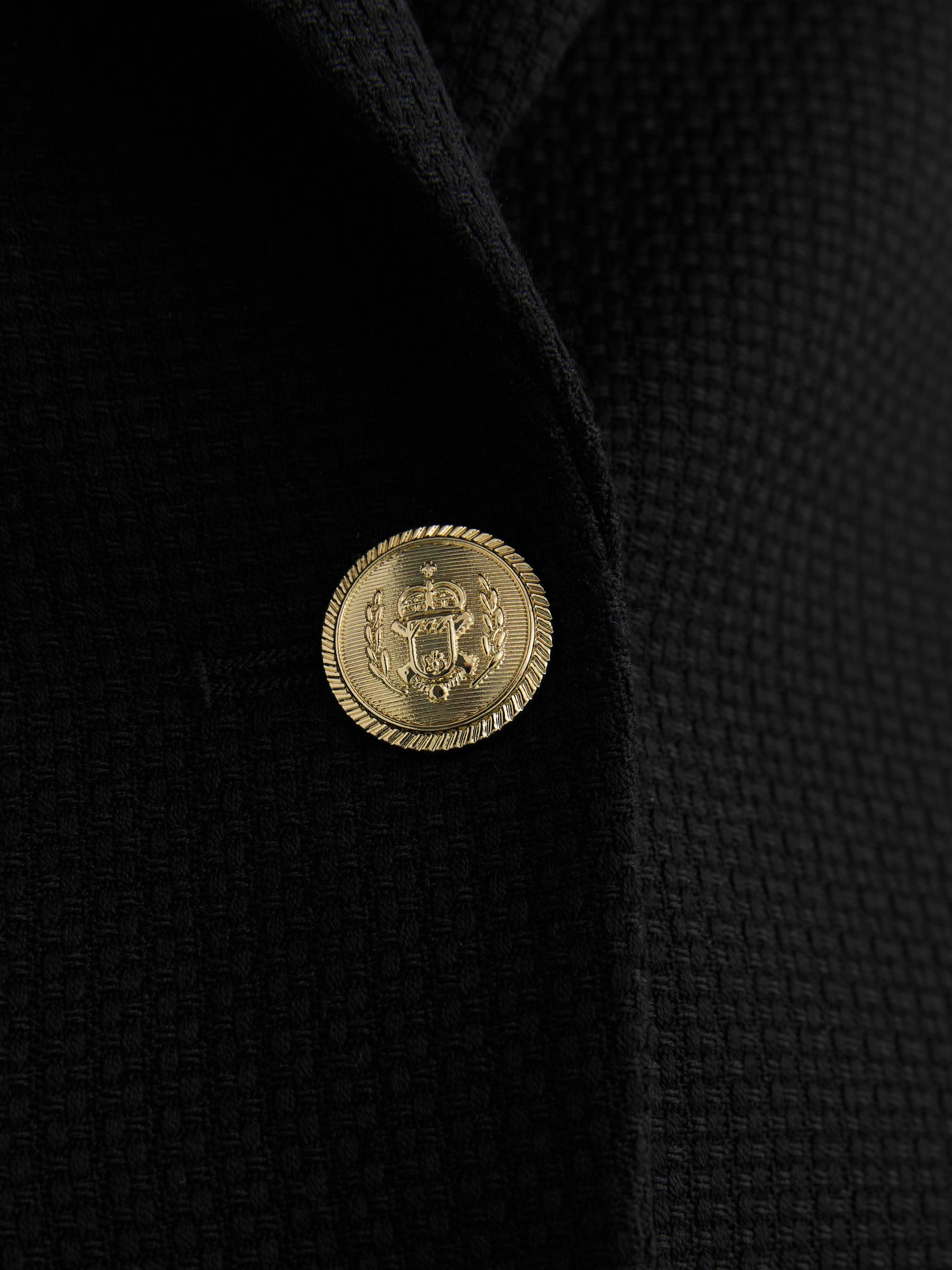 Wool-Blend Textured Single-Breasted Blazer in Black - image 5