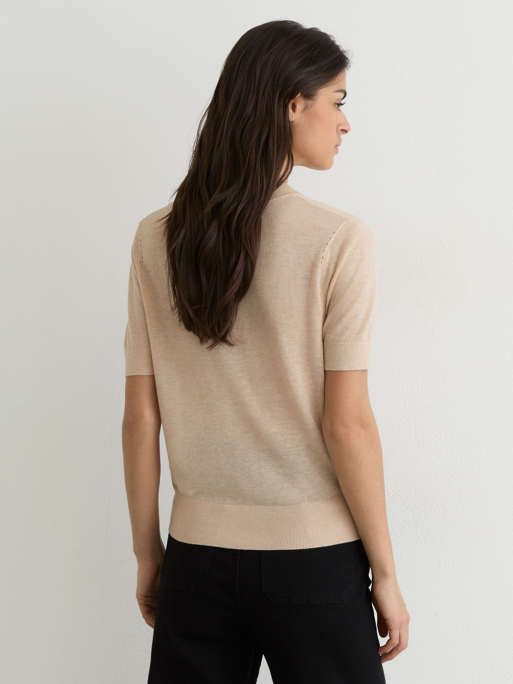 V-Neck Short-Sleeve Cardigan in Neutral - image 3