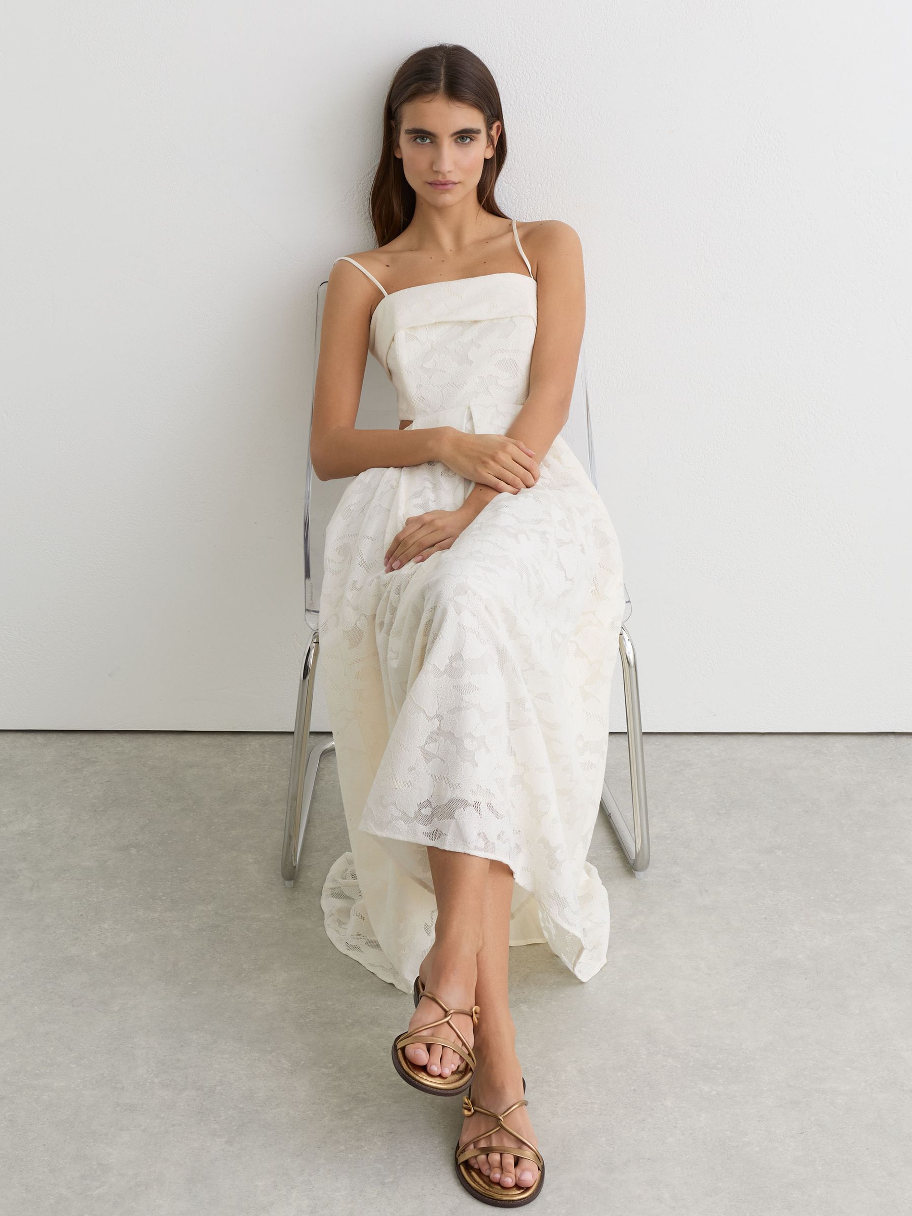 Leather Twist-Strap Flat Sandals in Dark Gold - Image 1 of 5