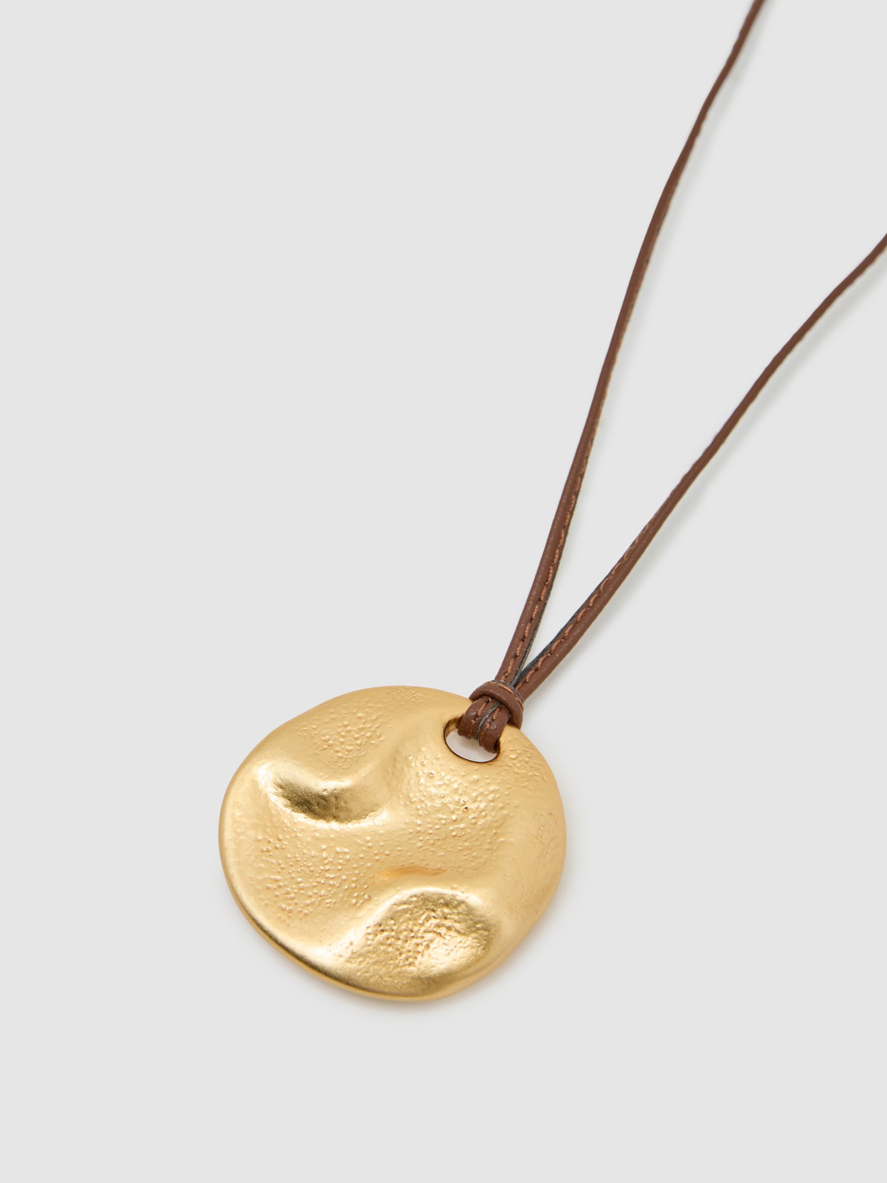 Large Cord Pendant Necklace in Gold Tone - image 4