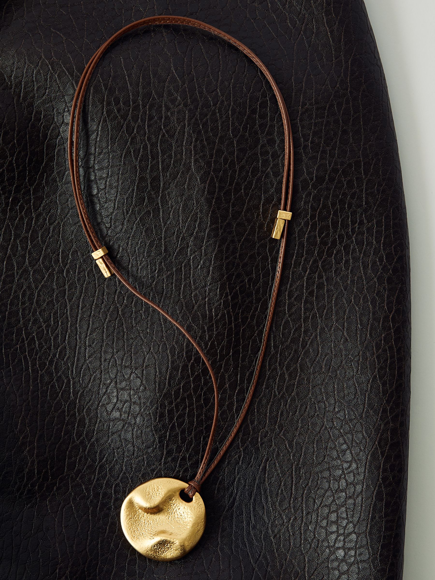 Large Cord Pendant Necklace in Gold Tone - image 3
