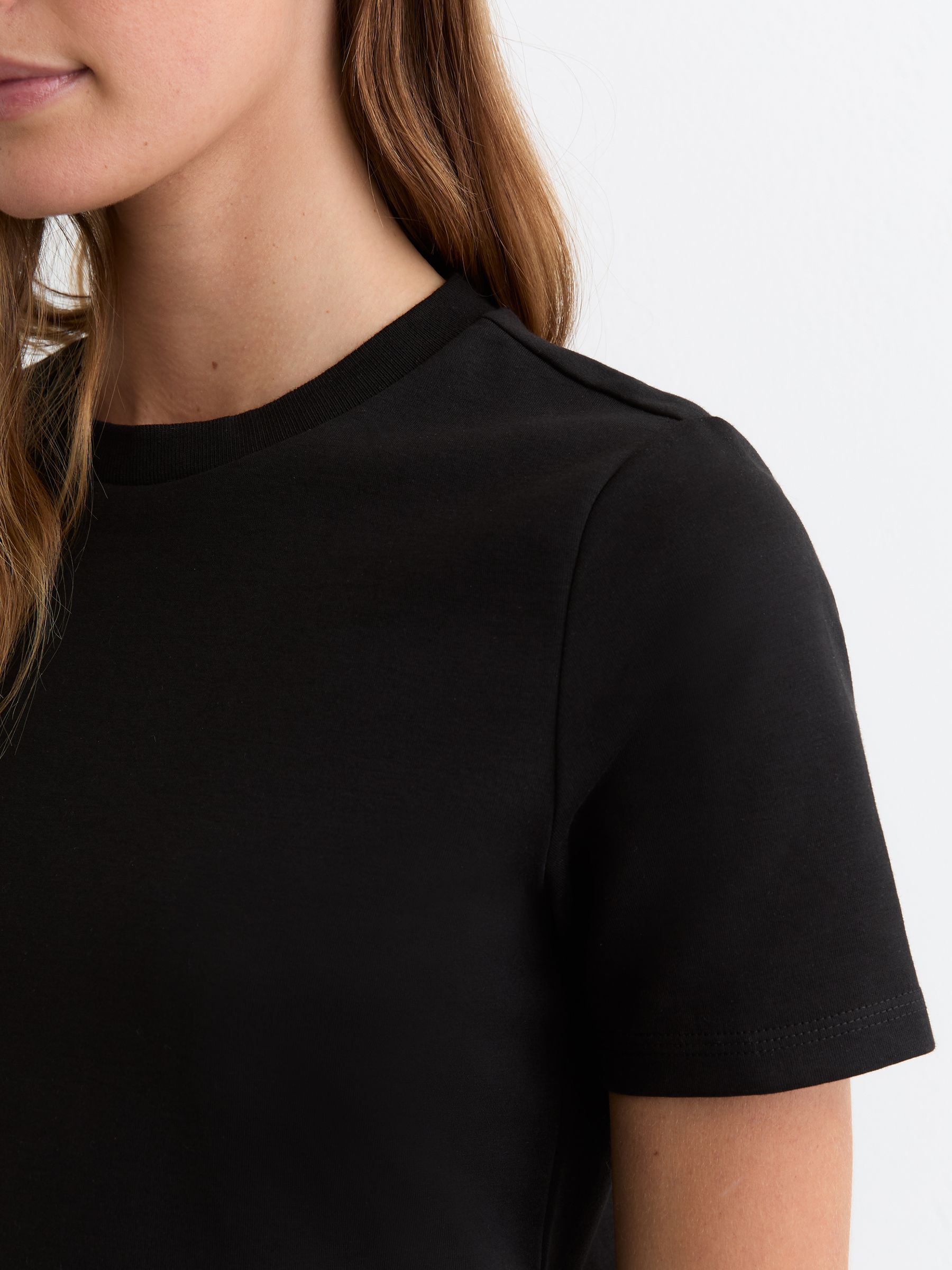 Stretch-Cotton Ribbed-Neck T-Shirt in Black - image 5