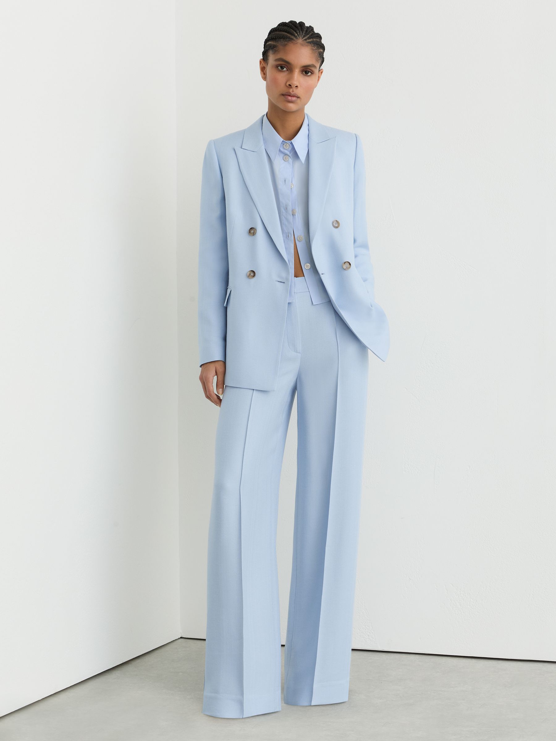 Petite Wide-Leg Suit Trouser in Blue - Image 1 of 8
