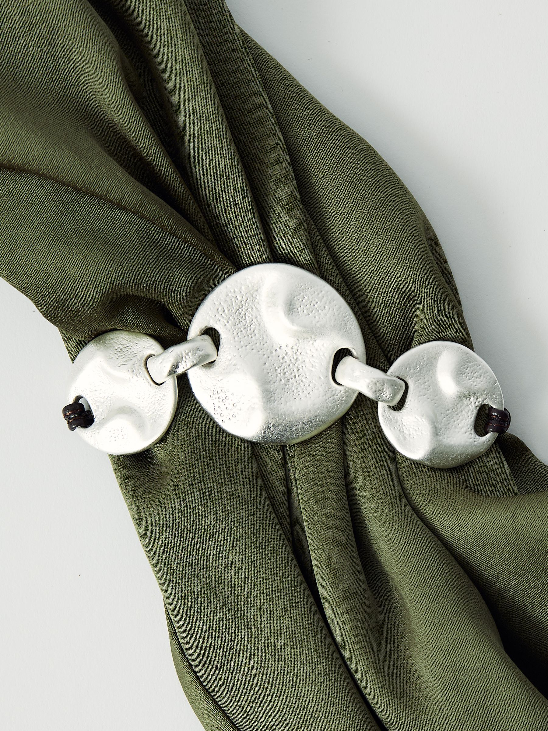 Sculpted Disc Cord Bracelet in Silver Tone - image 5