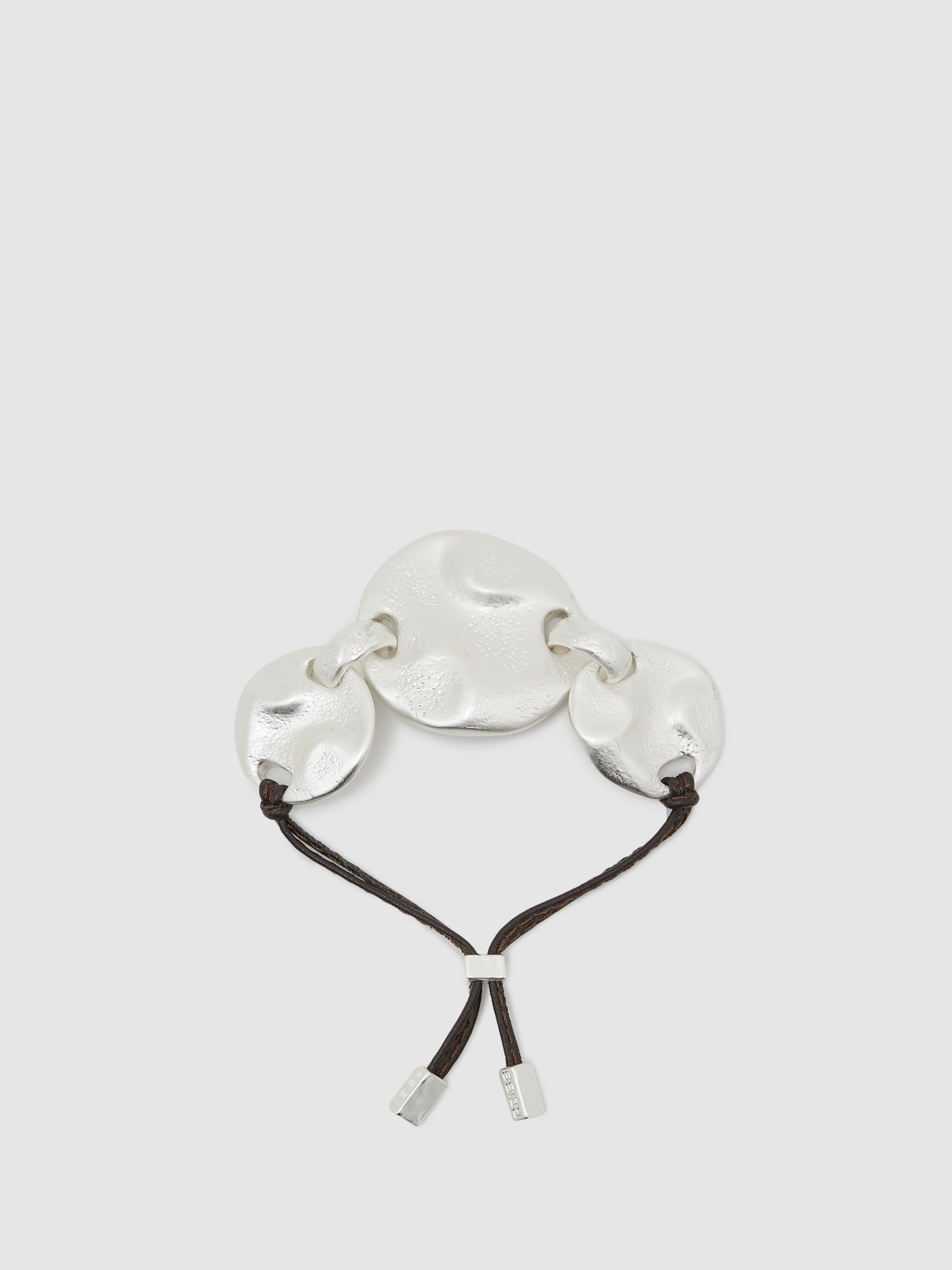 Sculpted Disc Cord Bracelet in Silver - Image 2 of 5