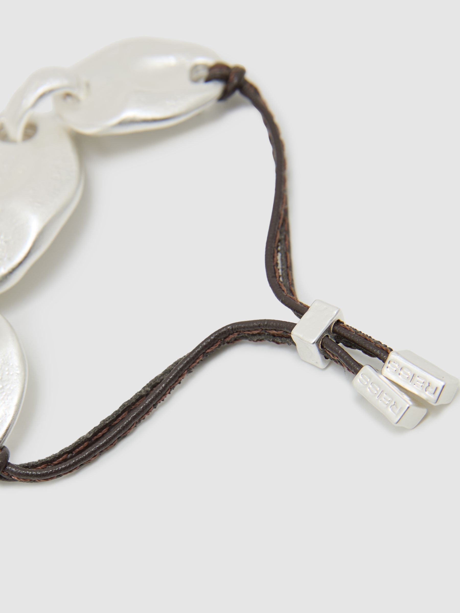 Sculpted Disc Cord Bracelet in Silver Tone - image 3