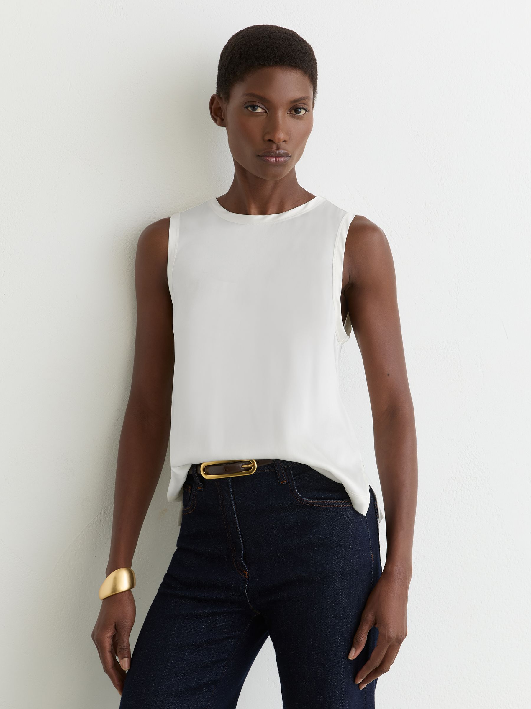 Silk-Front Jersey Vest in White - image 4