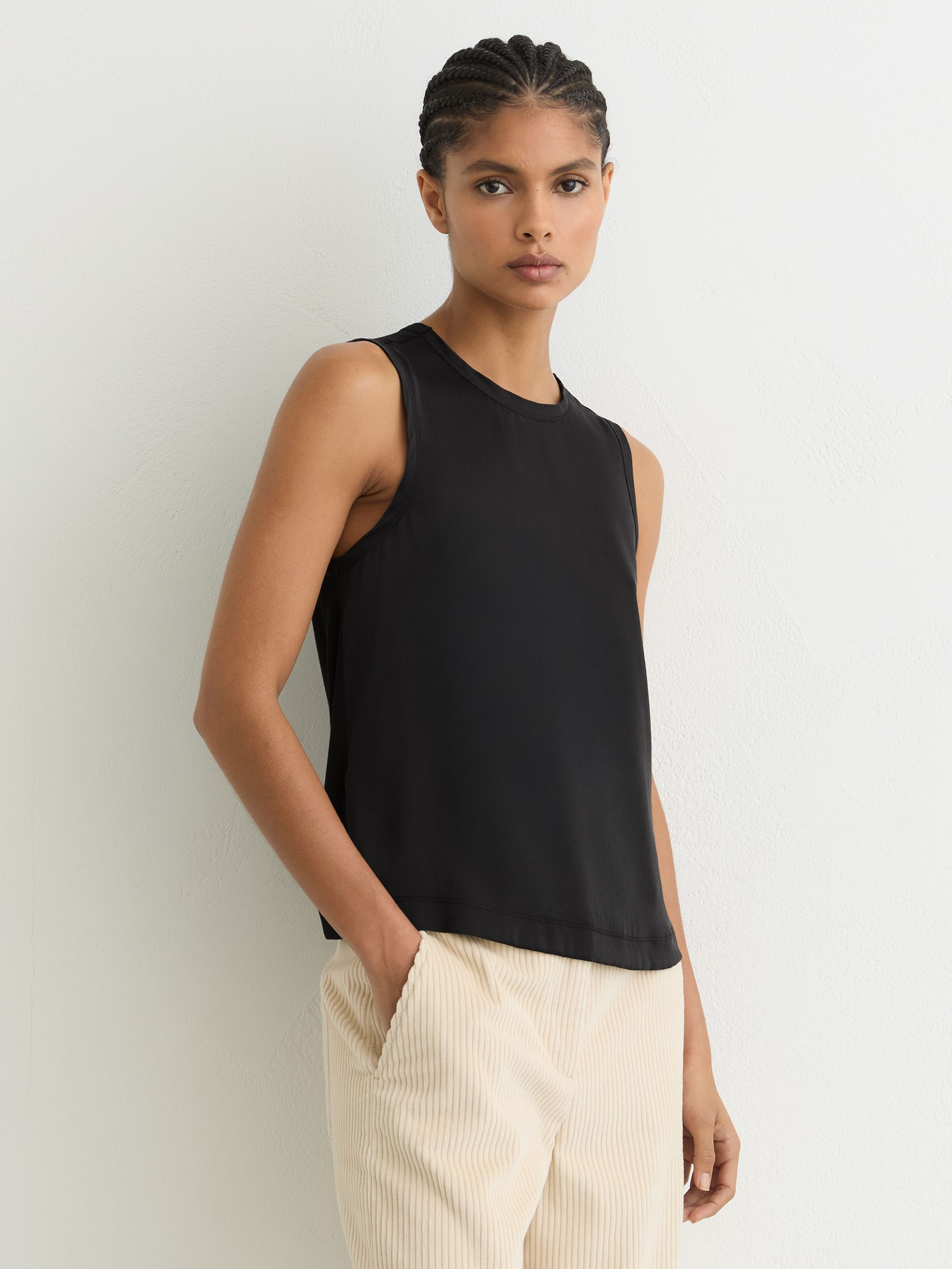 Silk-Front Jersey Vest in Black - Image 3 of 7