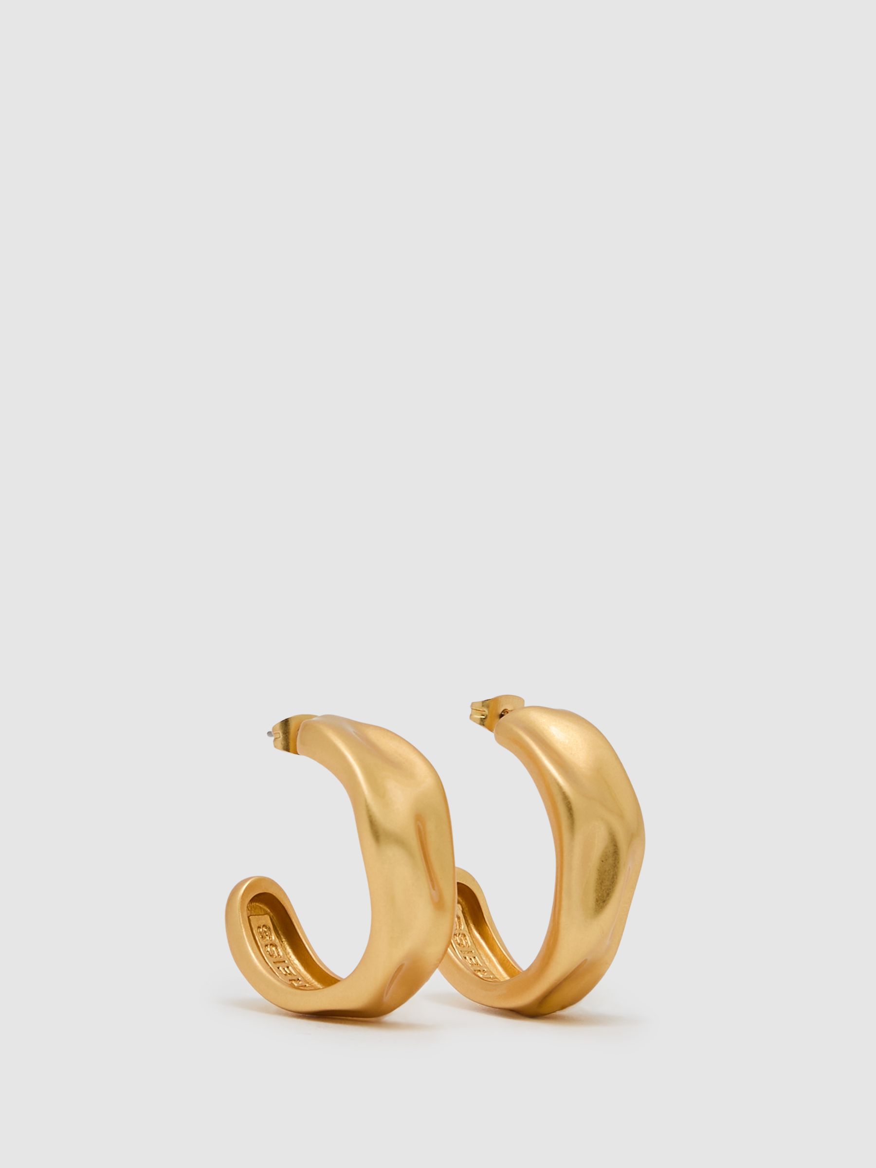 Sculpted Hoop Earrings in Gold Tone - image 3