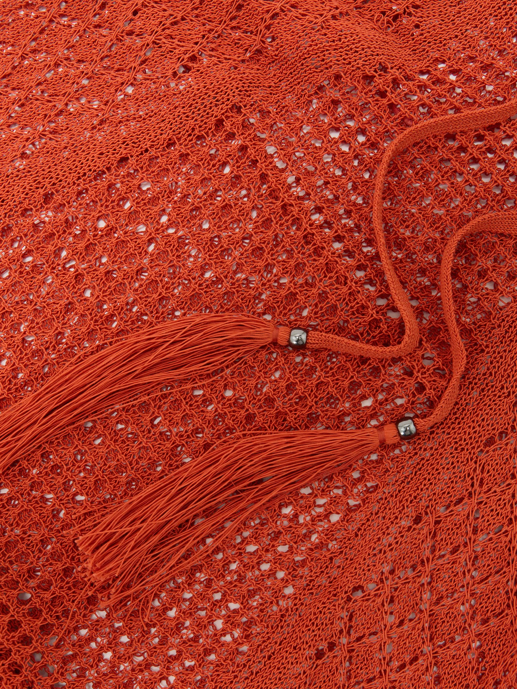 Cotton-Blend Crochet Beach Dress in Coral Red - image 3