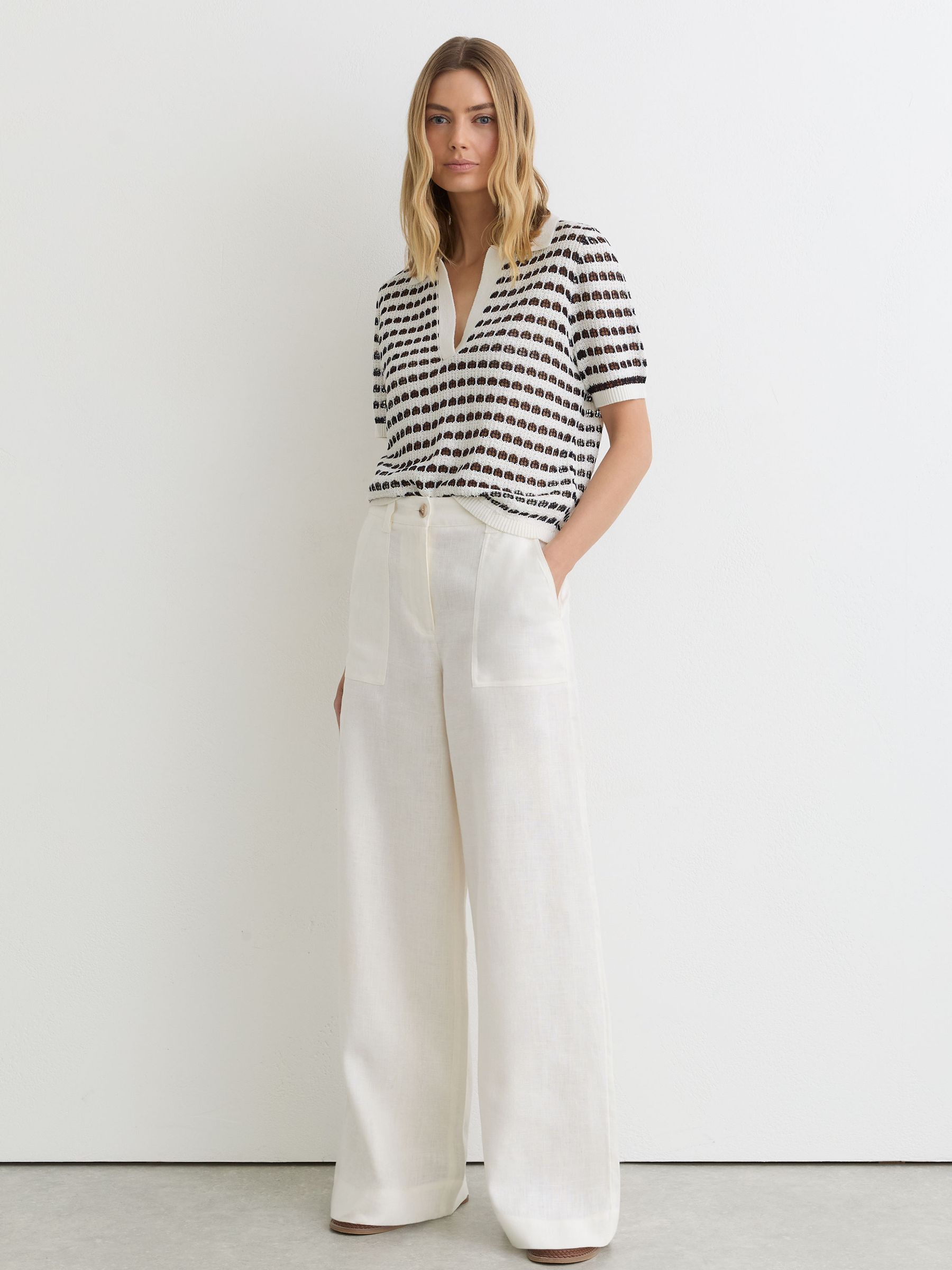 Polo Shirt in White/Navy - Image 3 of 7