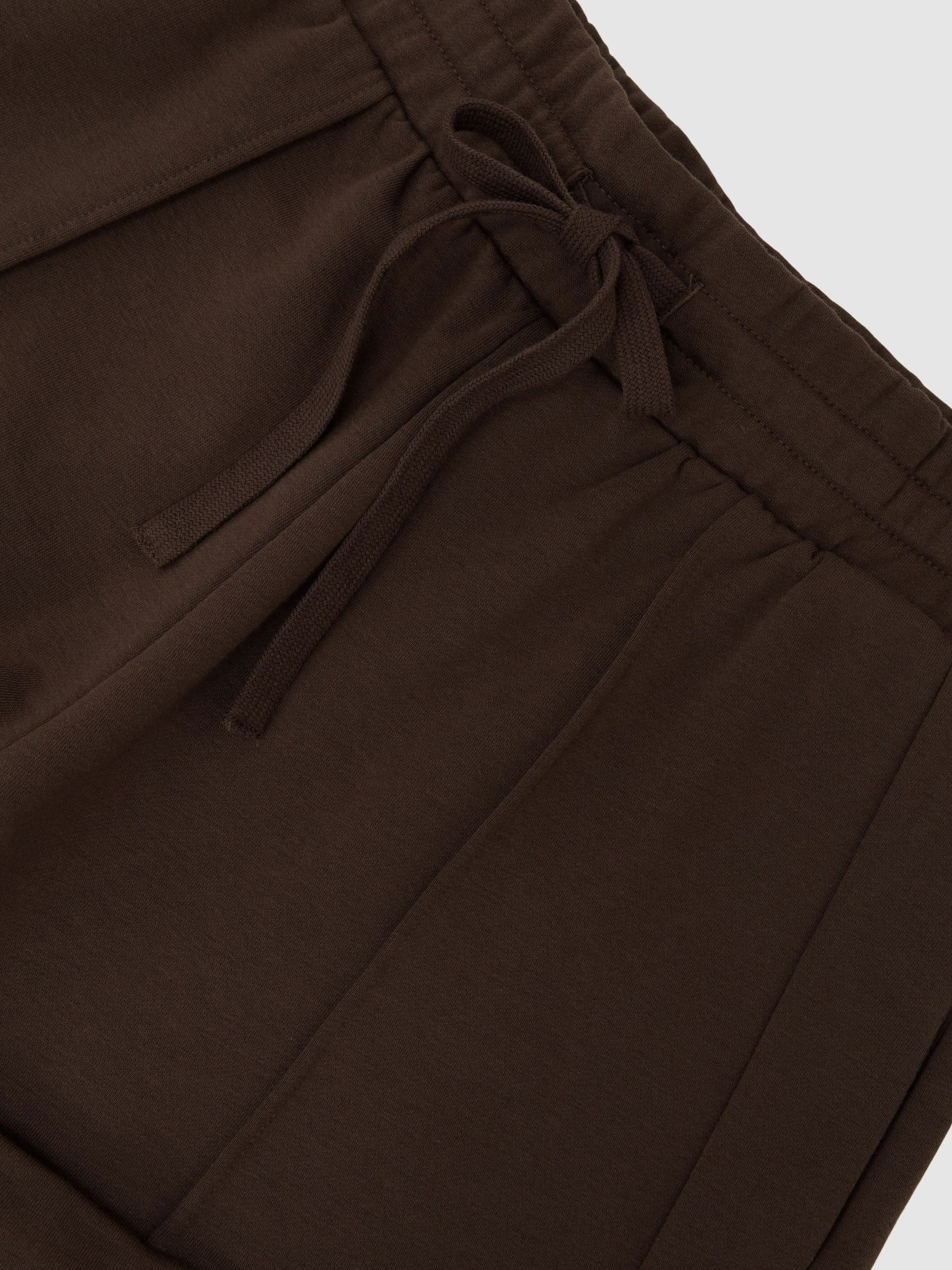 Cotton-Blend Drawstring Sweat Shorts in Chocolate Brown - image 3