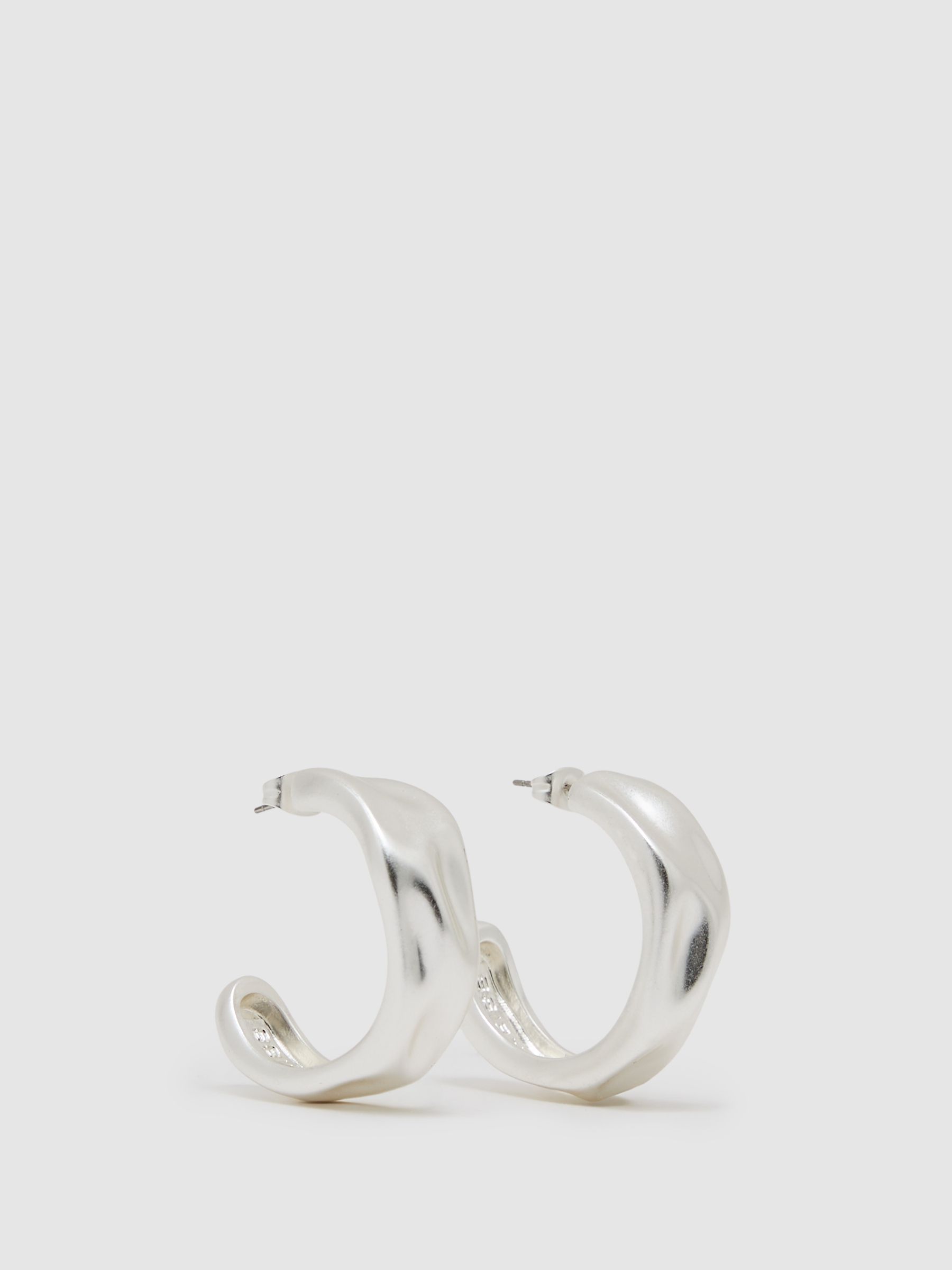 Sculpted Hoop Earrings in Silver Tone - image 1