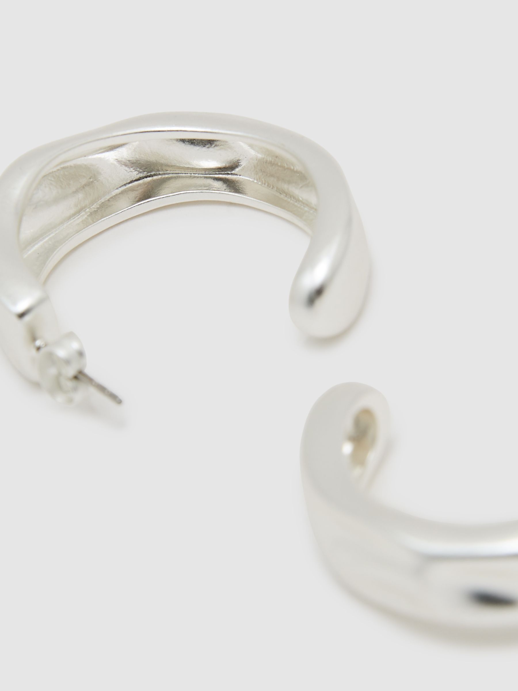 Sculpted Hoop Earrings in Silver Tone - image 3