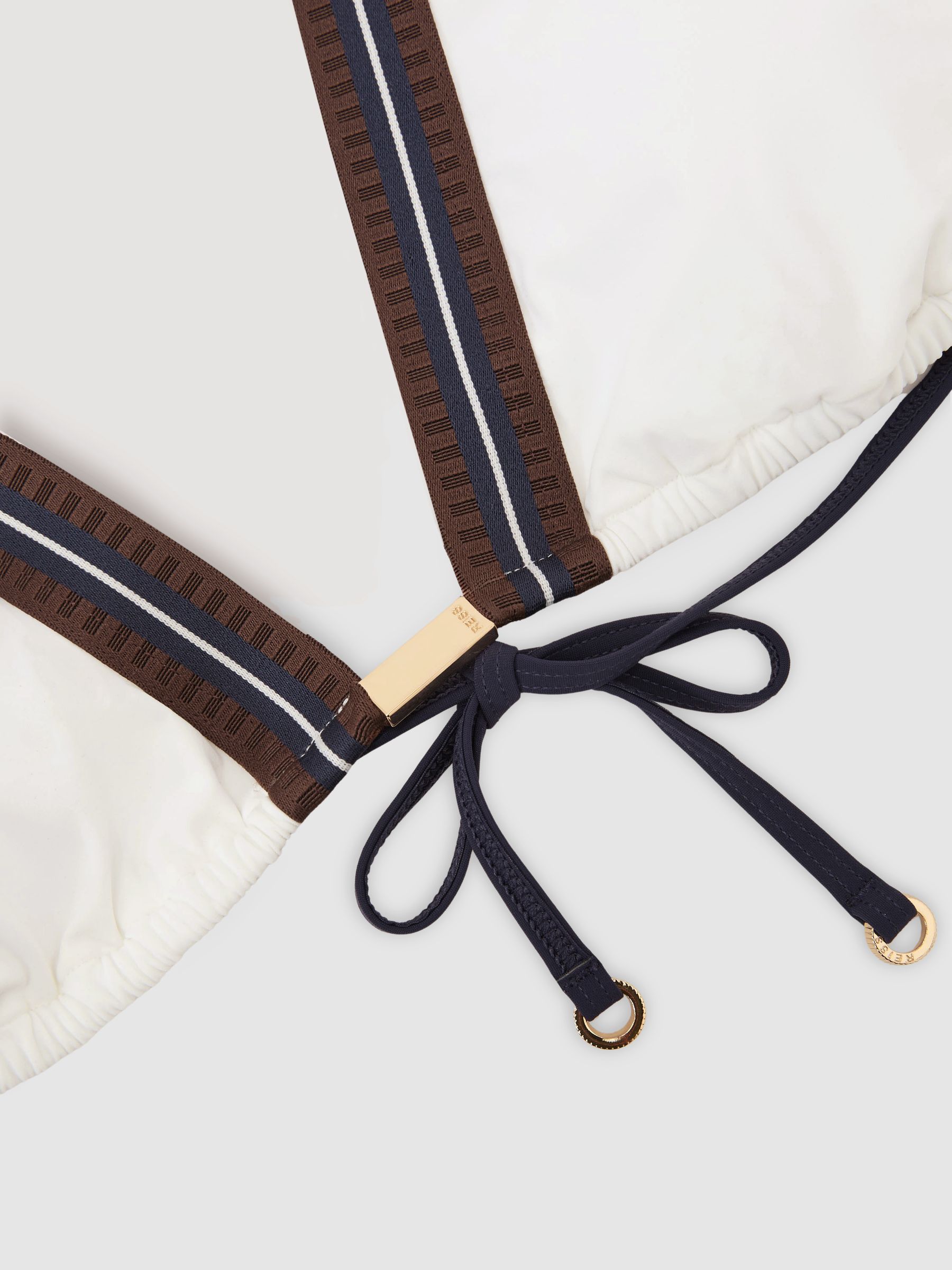 Contrast-Stripe Triangle Bikini Top in Ivory - Image 6 of 6