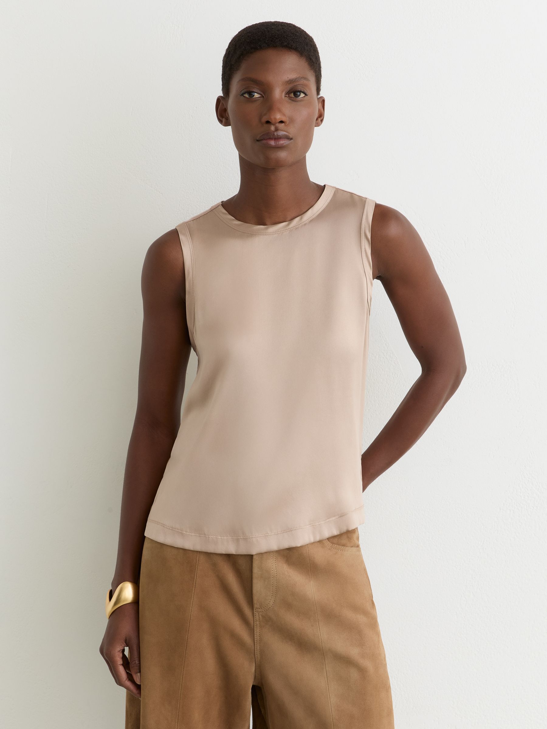 Silk-Front Jersey Vest in Bronze - Image 3 of 7