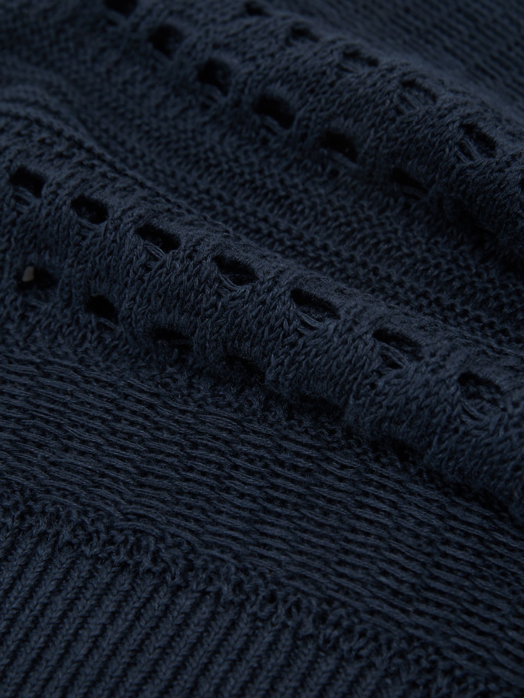 Linen Textured-Knit Top in Navy - image 4