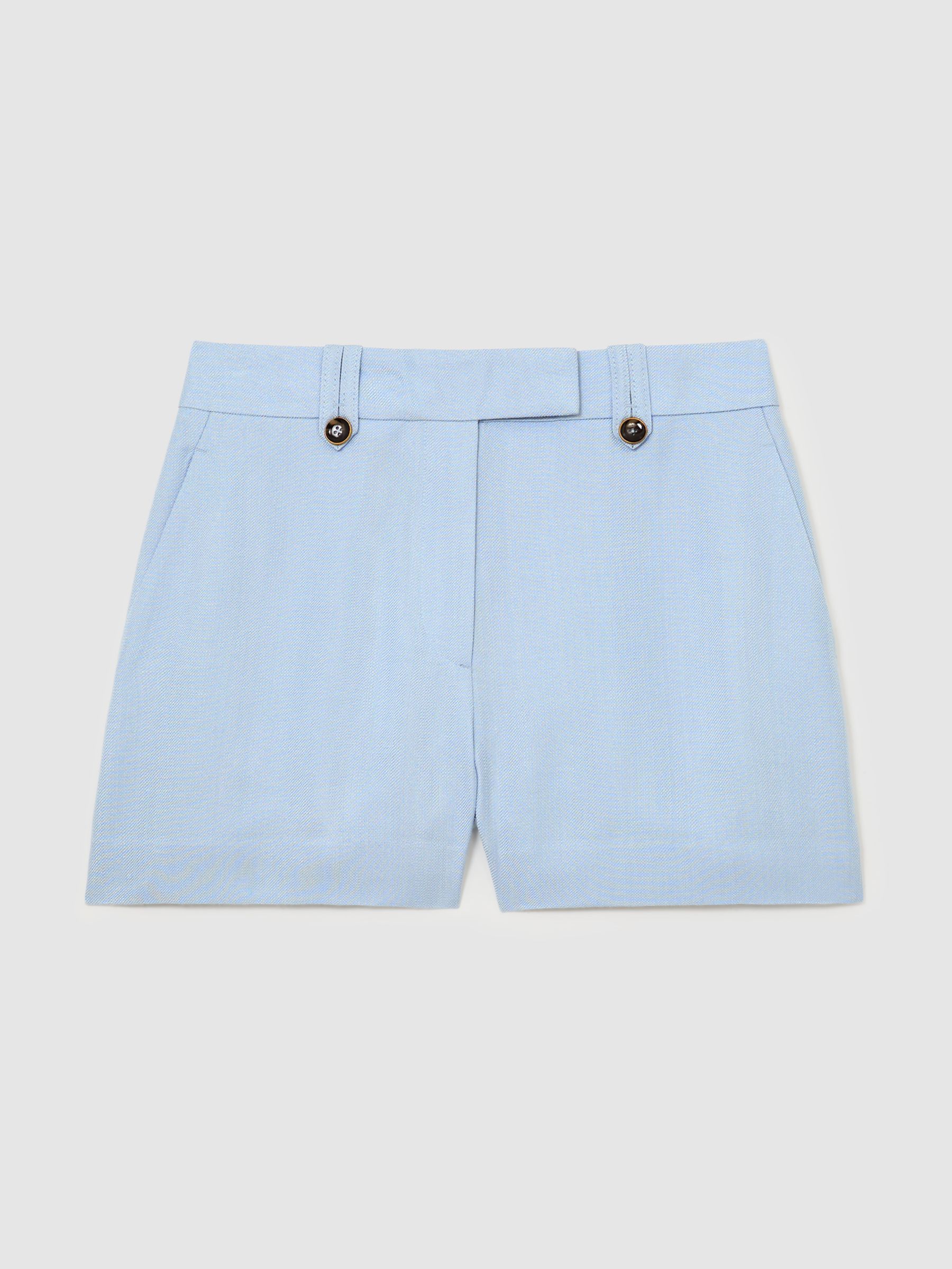 Mid-Rise Tailored Shorts in Blue - Image 2 of 6
