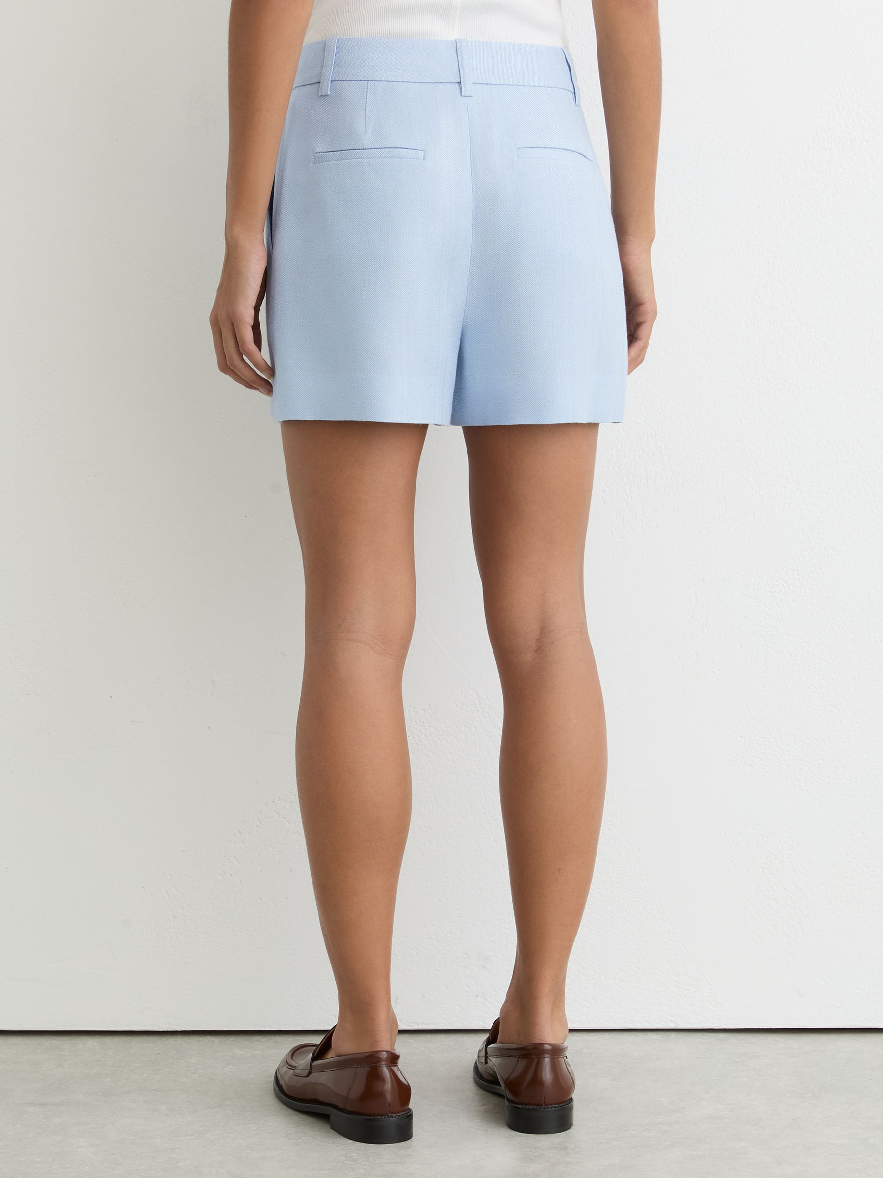 Mid-Rise Tailored Shorts in Blue - Image 4 of 6