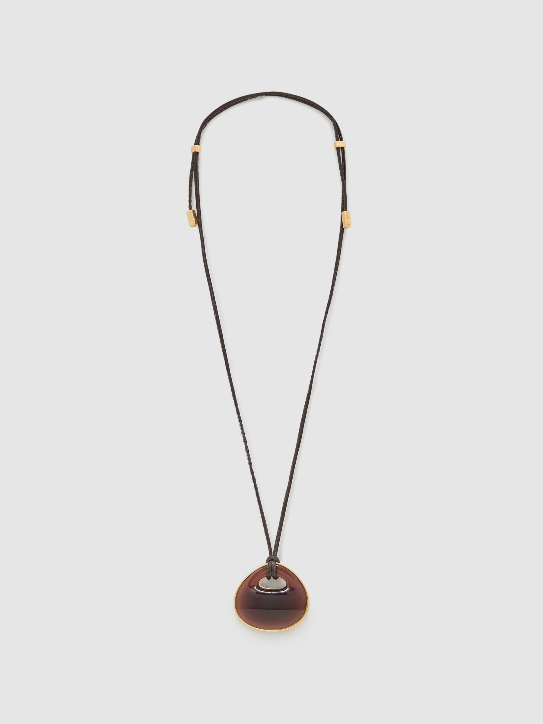 Large Resin Pendant Necklace in Burgundy - Image 1 of 3