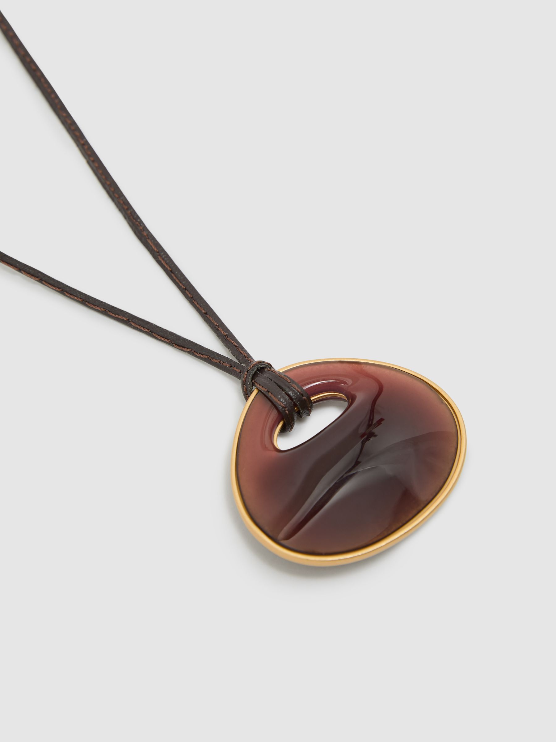 Large Resin Pendant Necklace in Burgundy - Image 2 of 3
