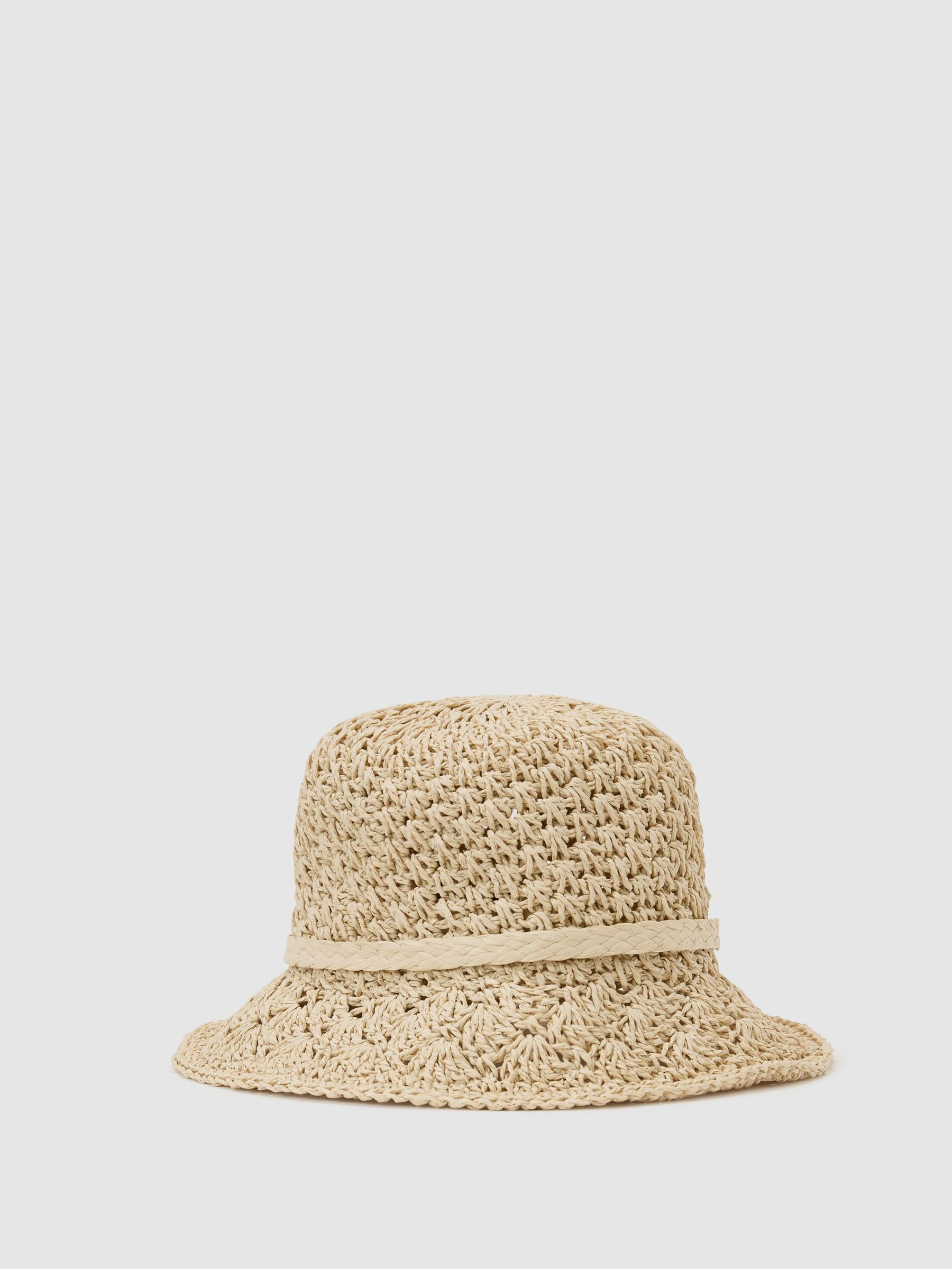 Crochet Raffia-Effect Bucket Hat in Natural - image 4