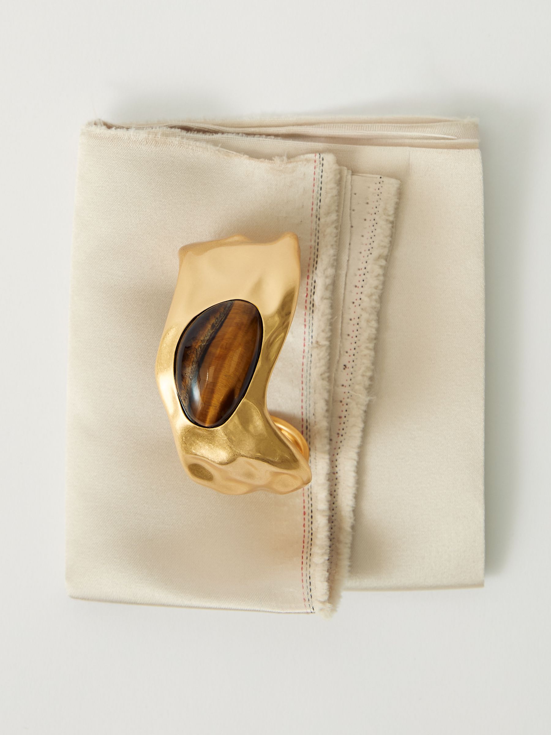 Tumbled-Stone Sculpted Cuff in Gold Tone - image 3