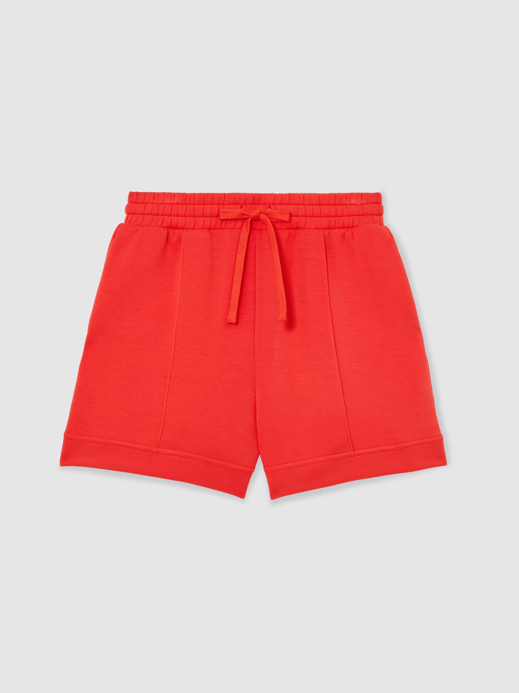 Premium Interlock Drawstring Shorts in Coral Red - Image 2 of 8