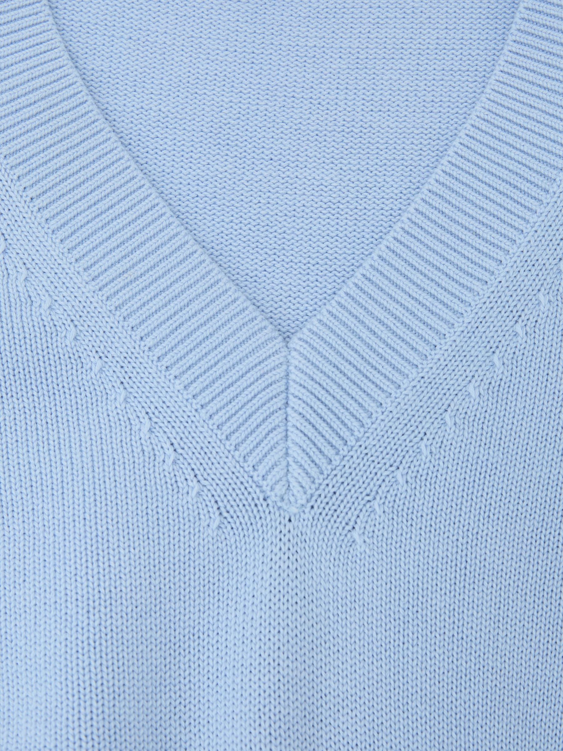 Cotton-Wool Knit V-Neck Top in Soft Blue - image 5