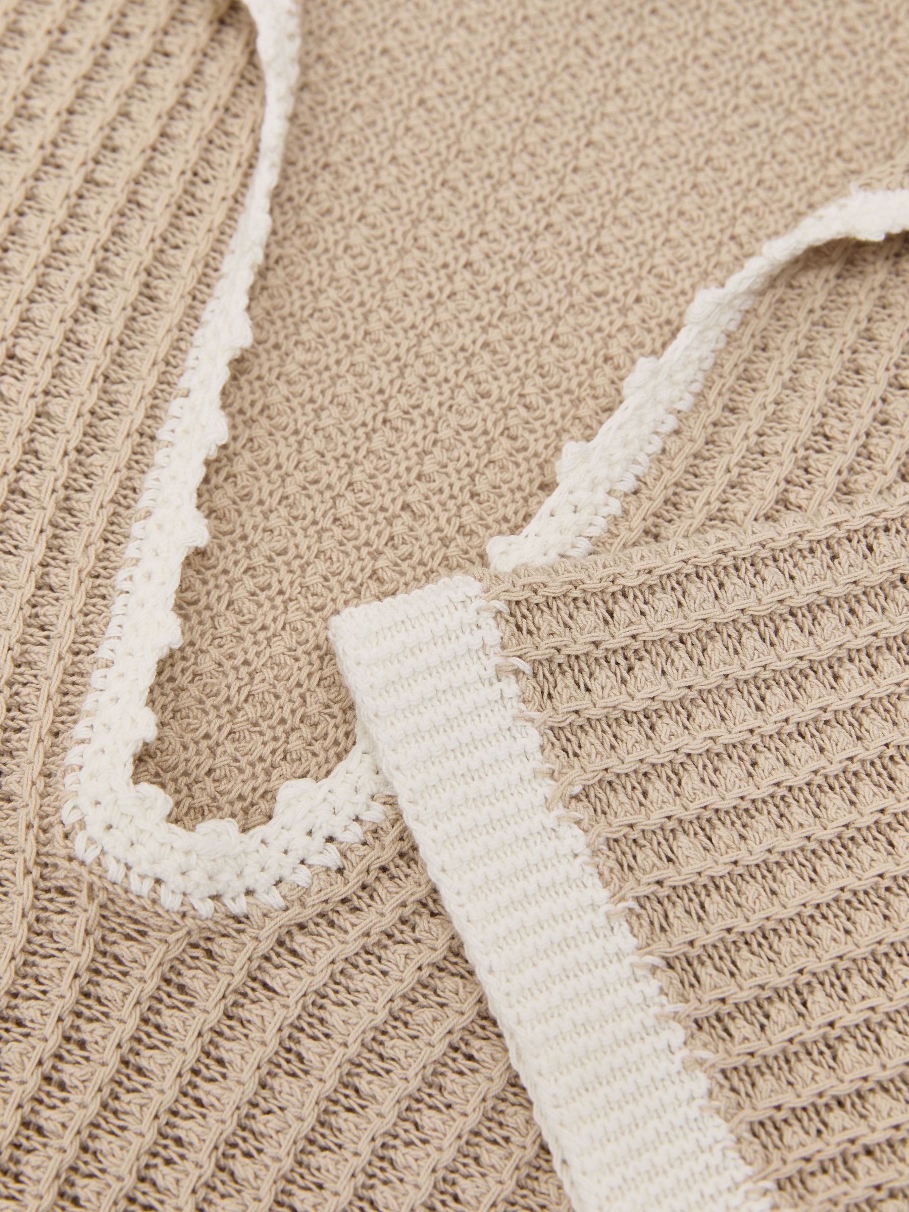 Cotton-Linen Textured-Knit Top in Neutral/White - image 3