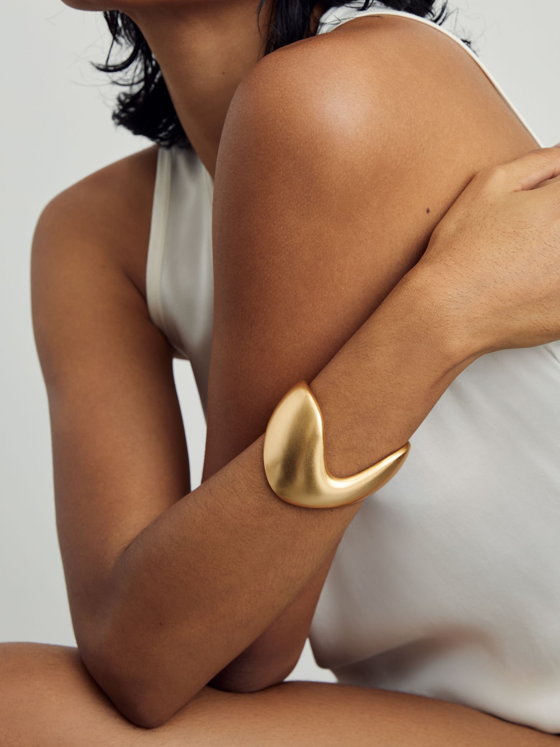 Sculpted Wave Cuff in Gold Tone - image 4