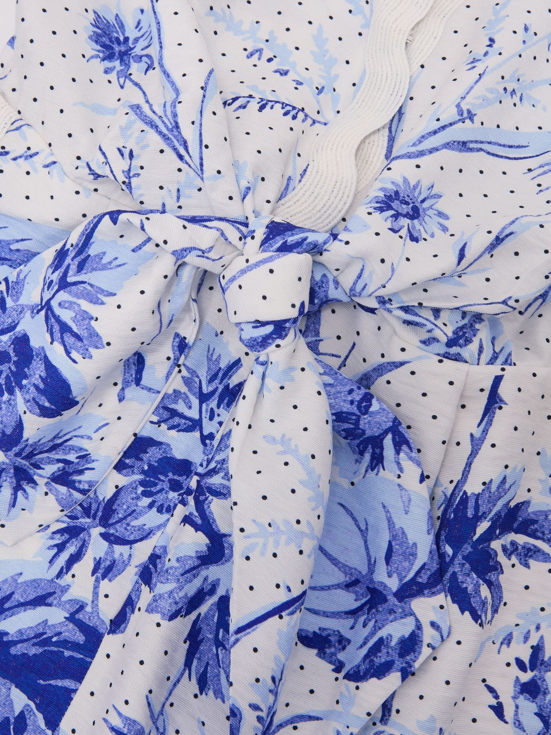 Scarf-Print Beach Cover-Up Playsuit in Blue/Ivory - image 3