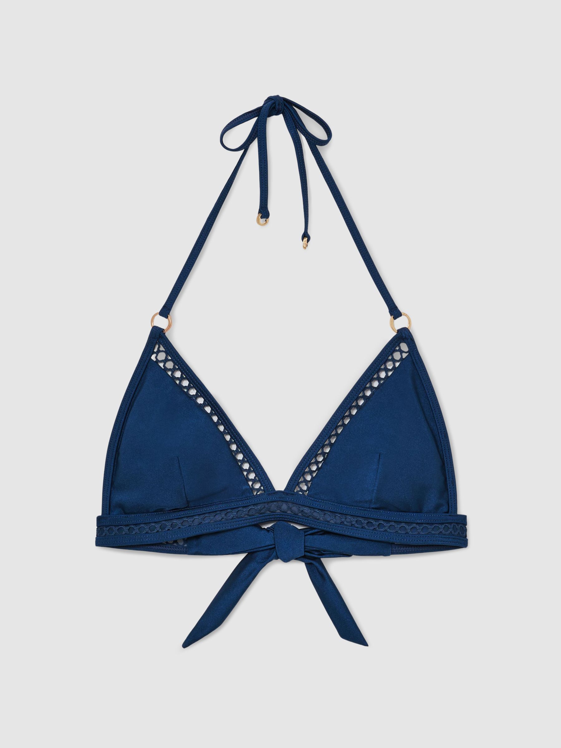 Shimmer Triangle Bikini Top in Blue - Image 2 of 6