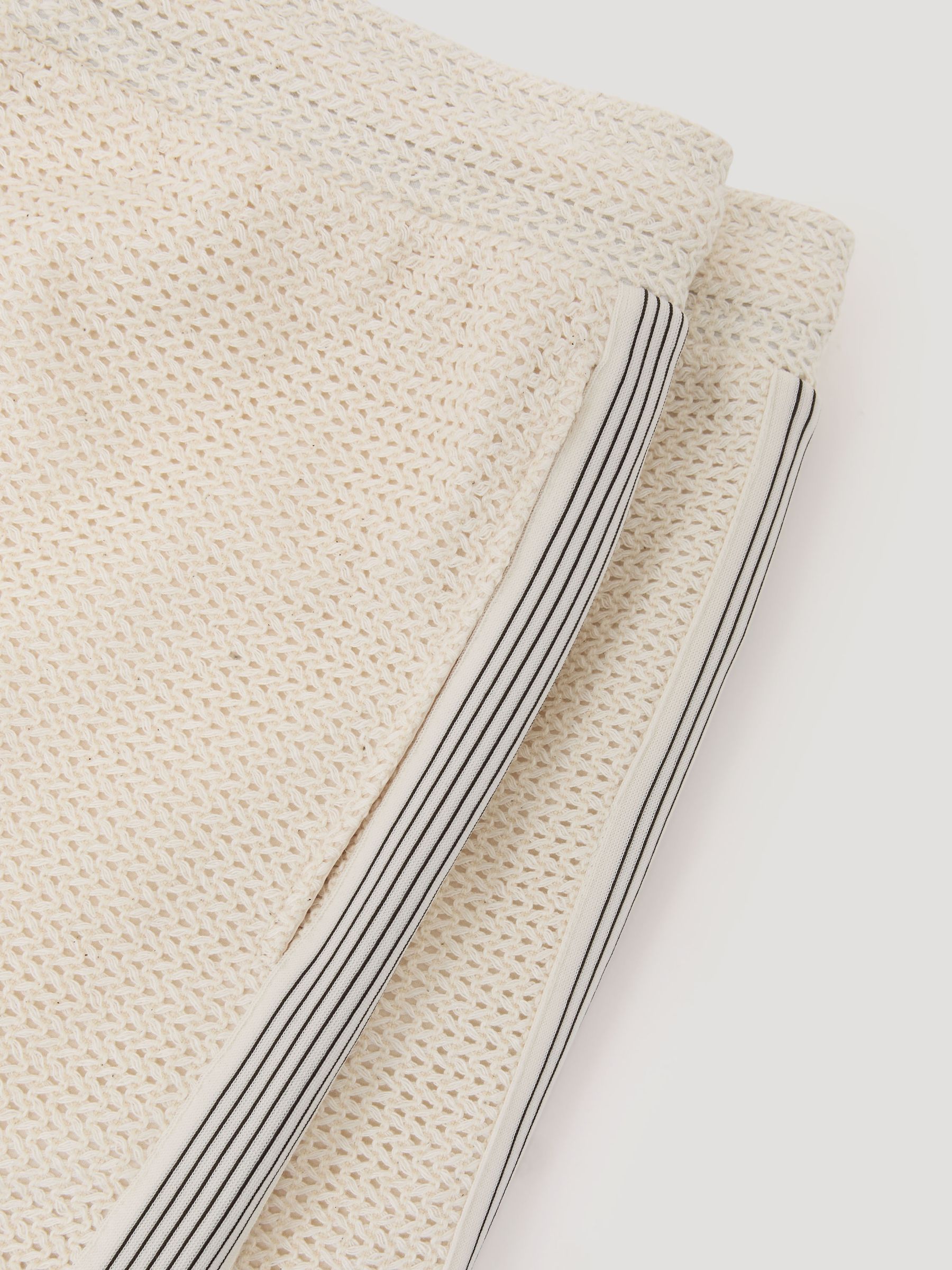 Cotton-Blend Side-Tape Crochet Shorts in Off White - image 3