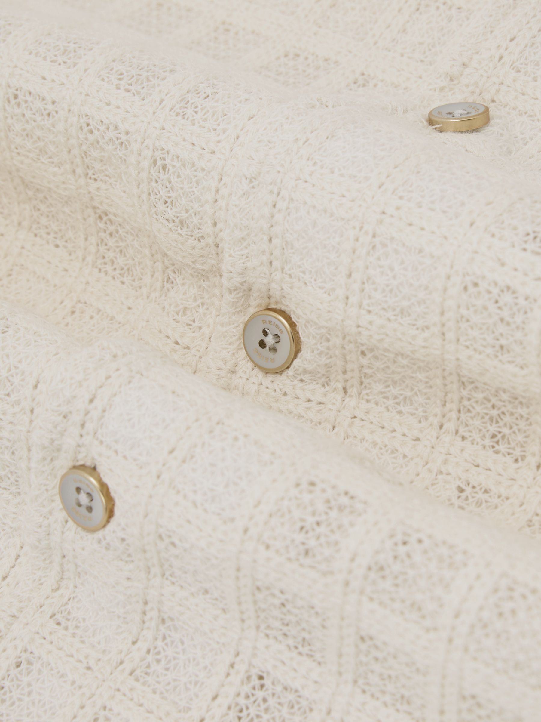 Cotton-Blend Crochet Tile-Pattern Shirt in Off White - Image 7 of 7