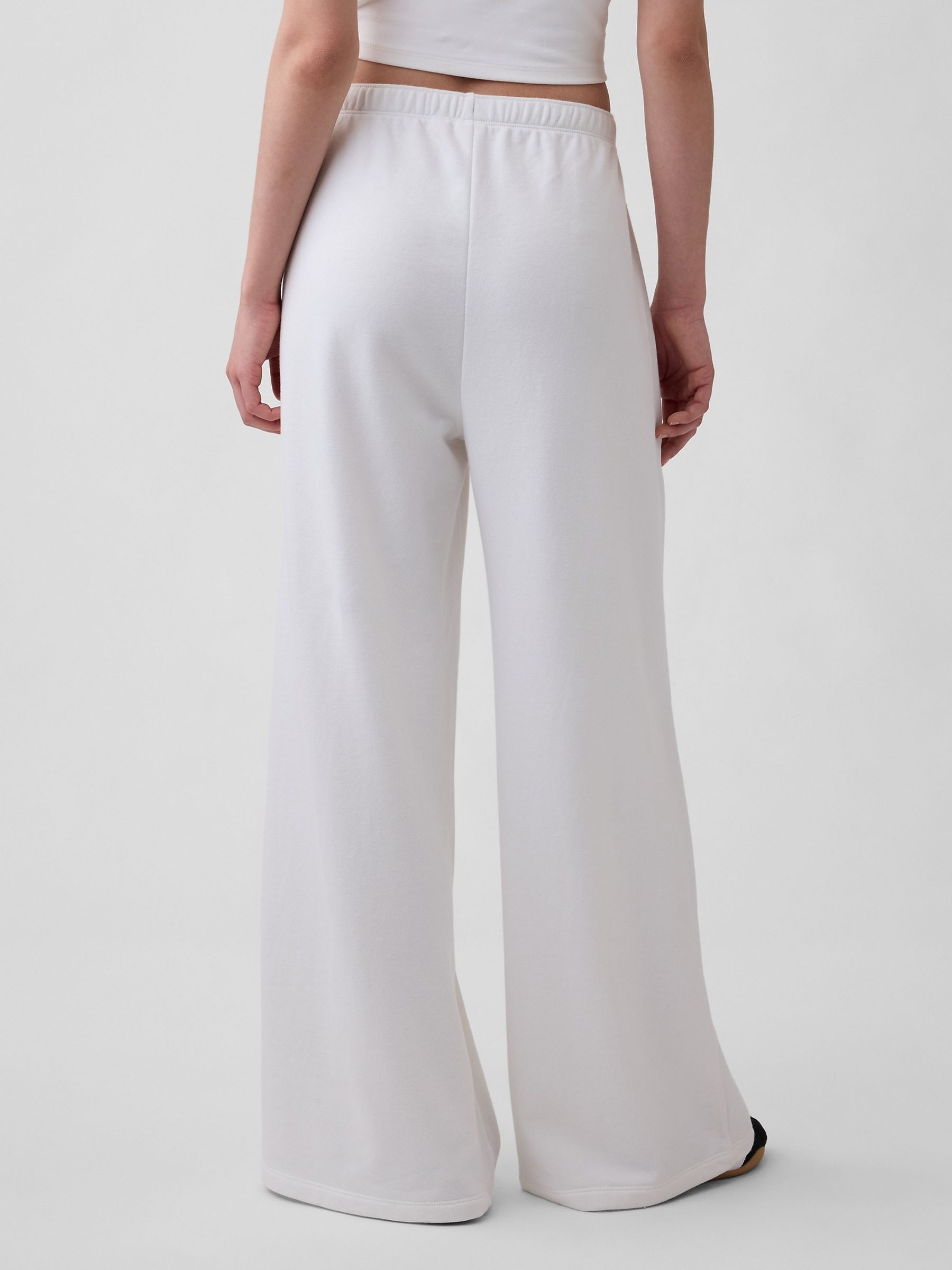 White Logo French Terry Wide Leg Joggers - Image 2 of 5 White Logo French Terry Wide Leg Joggers - Image 2 of 5