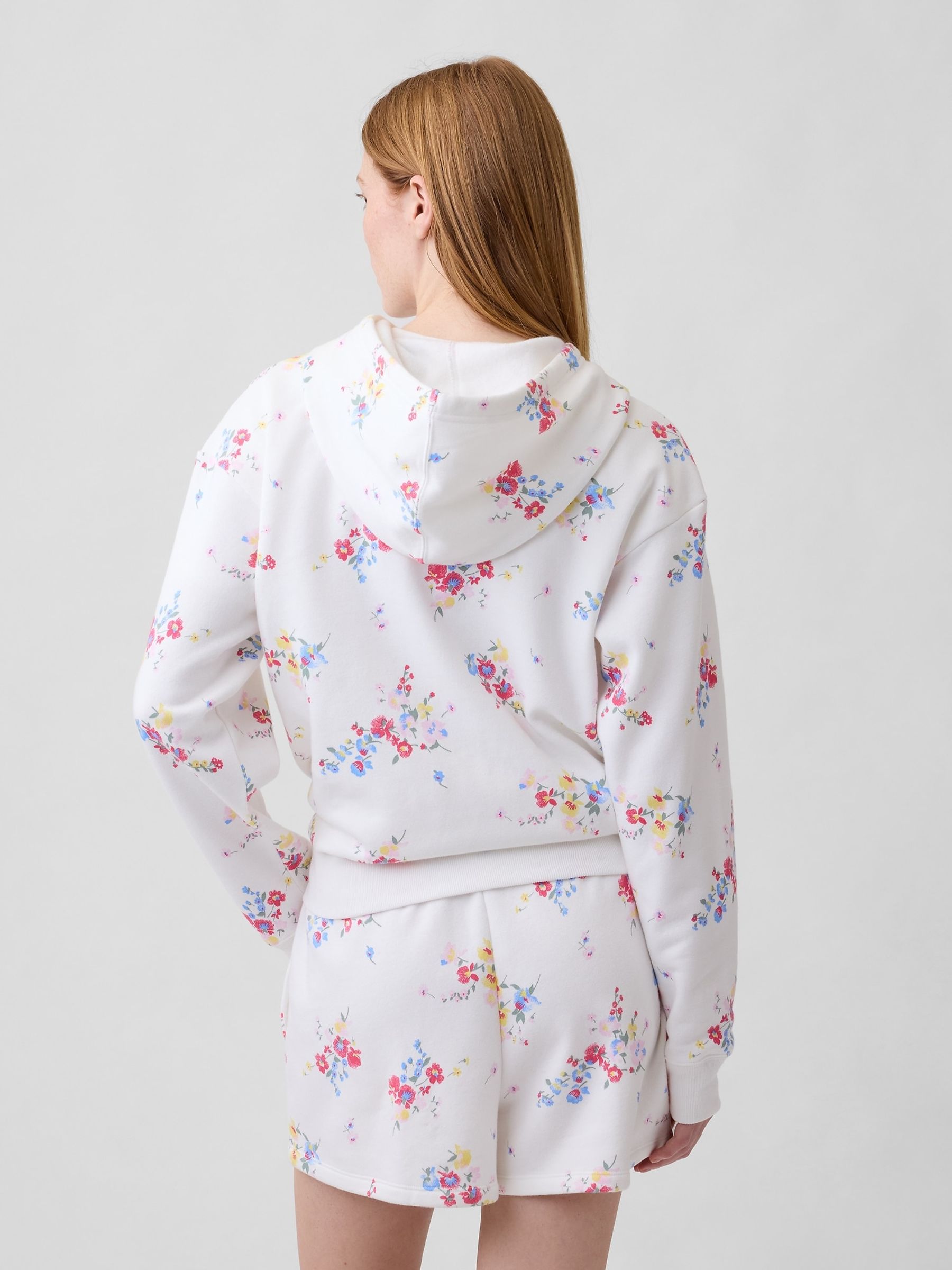 White Floral Relaxed Logo Hoodie - Image 2 of 5