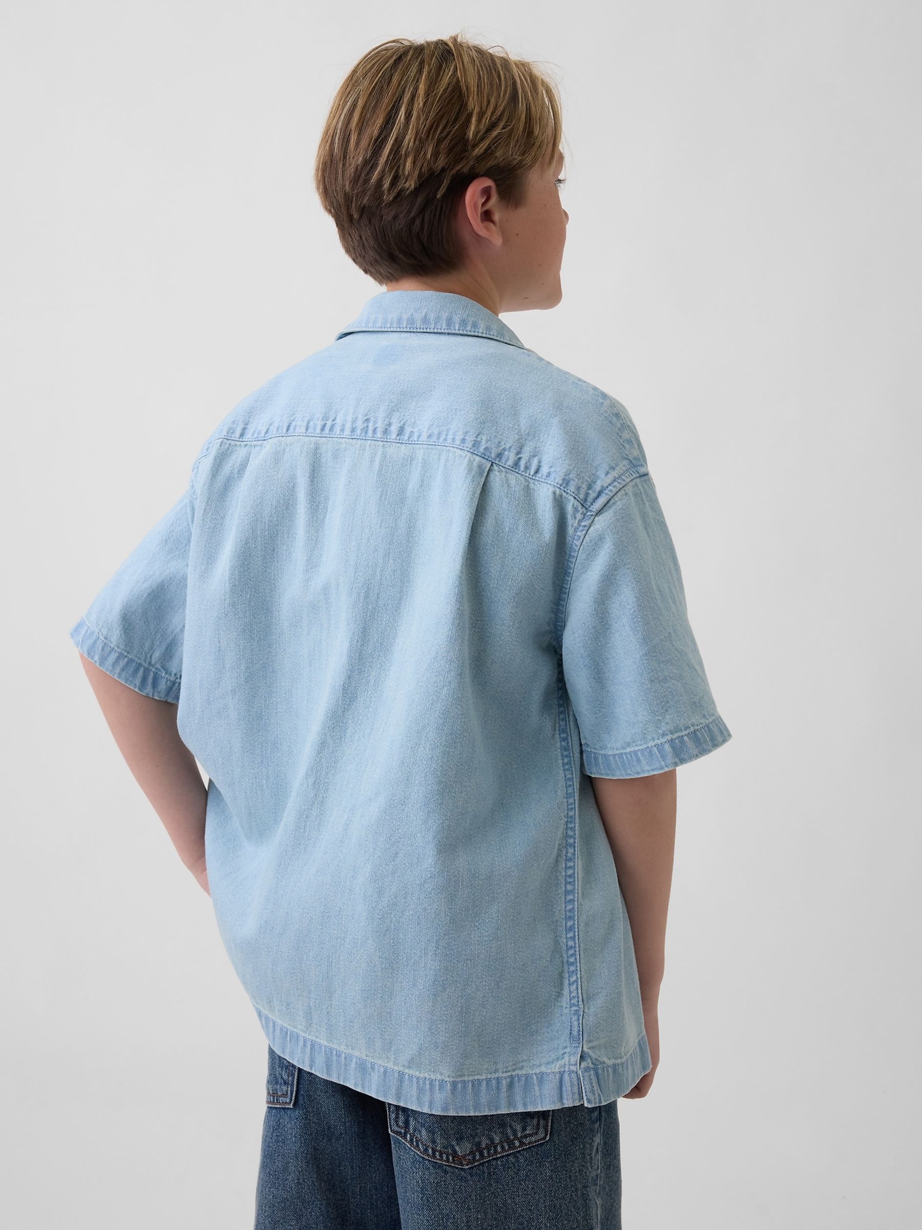 Light Wash Denim Relaxed Shirt - Image 2 of 4