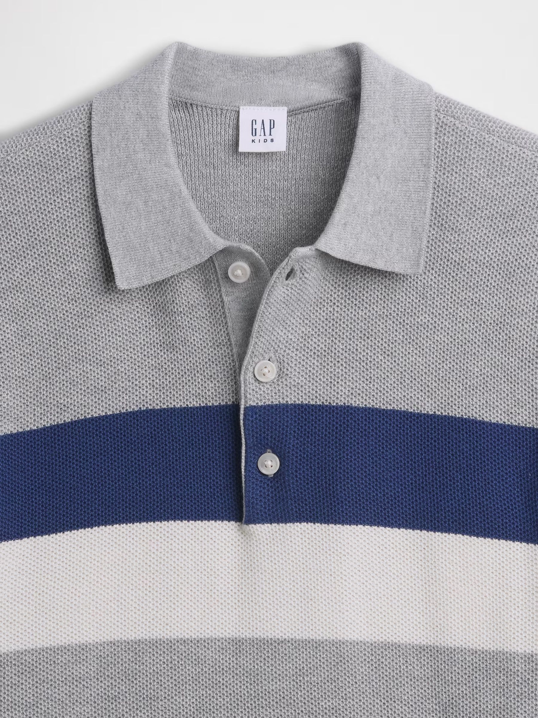 Grey Relaxed Stripe Polo Knitted Shirt - Image 3 of 3