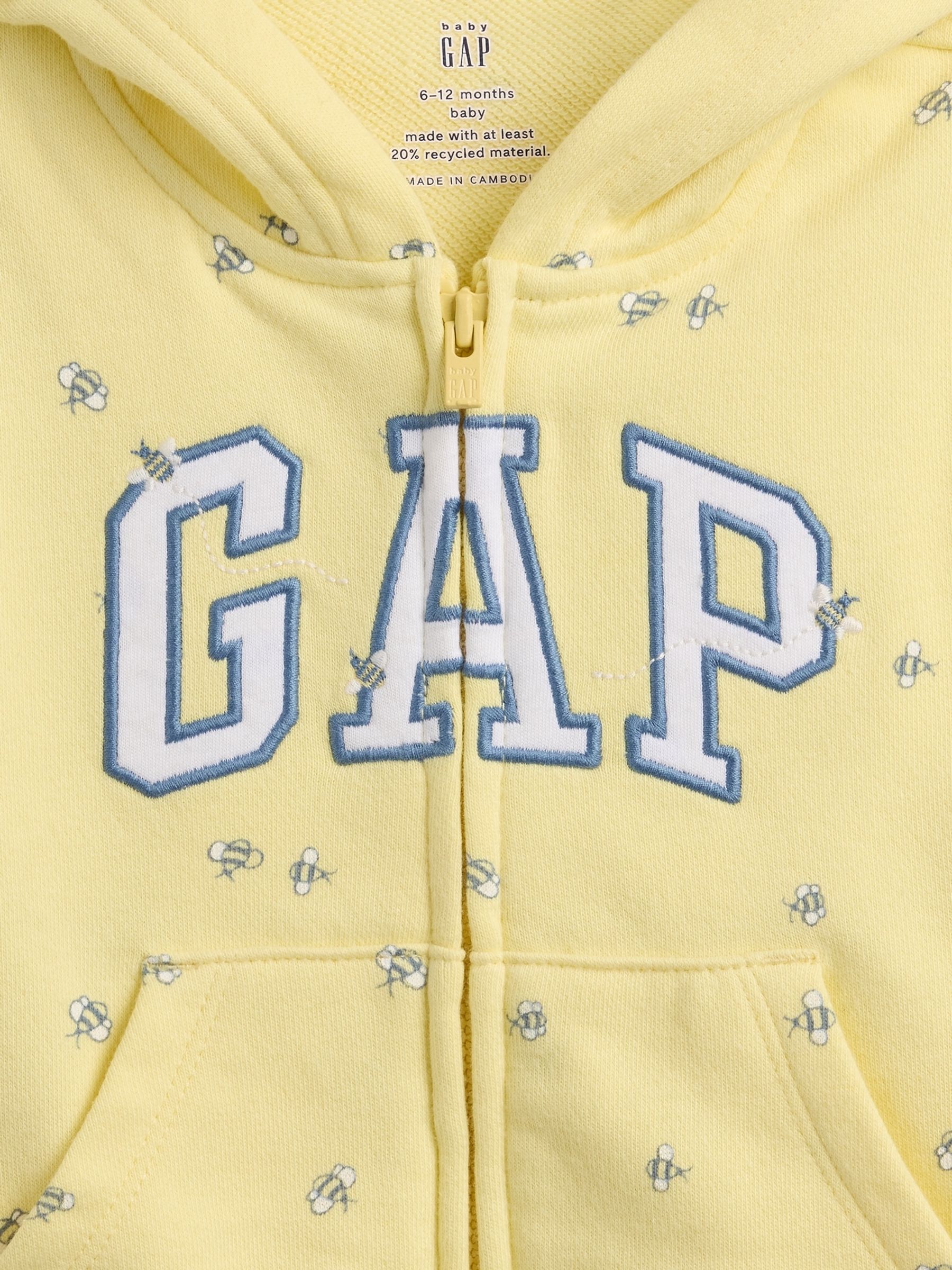 Yellow Bee Vintage Soft Terry Logo Zip Hoodie - Image 3 of 3