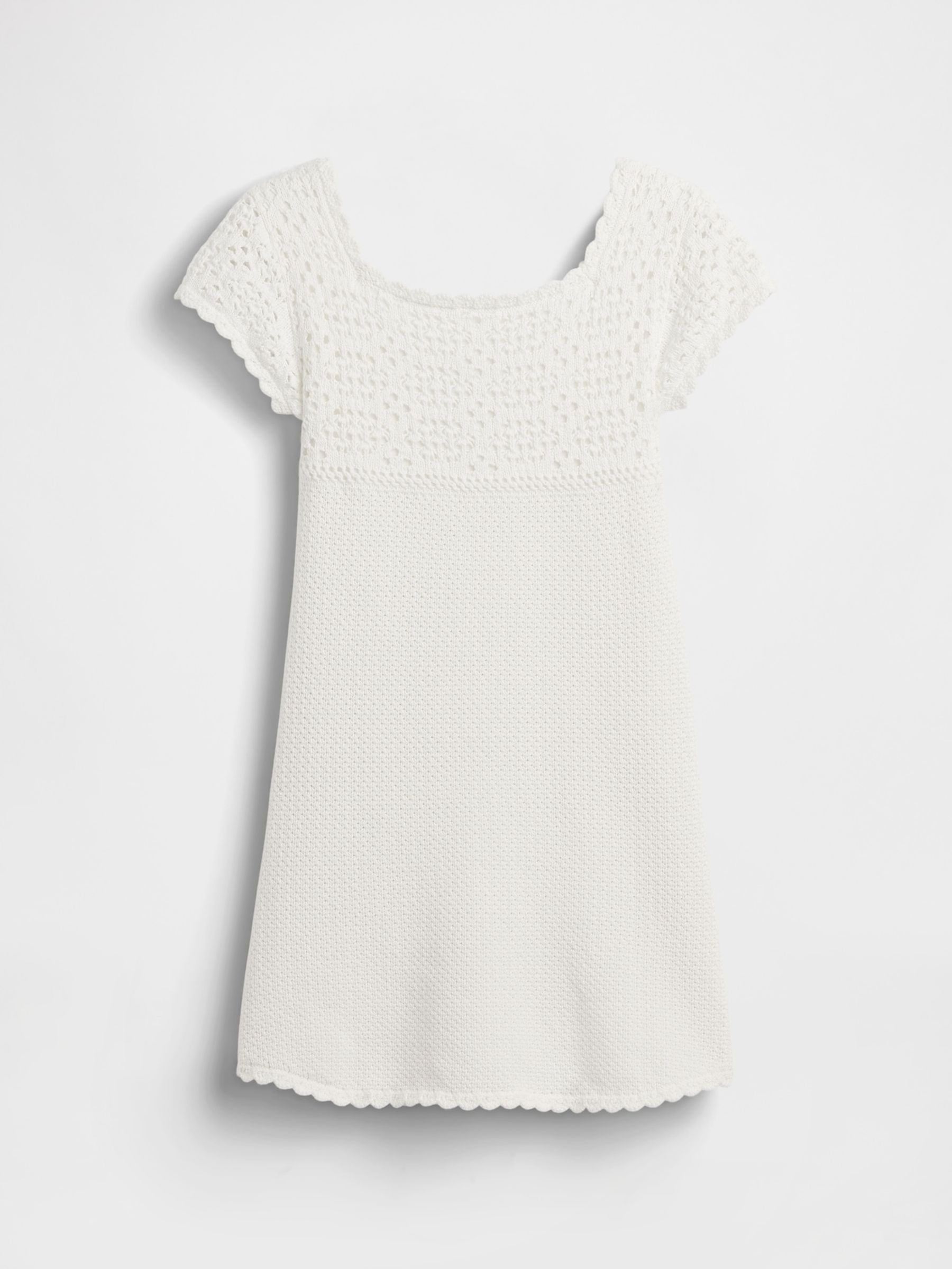 White Crochet Knit Dress (4-13yrs) - Image 3 of 4