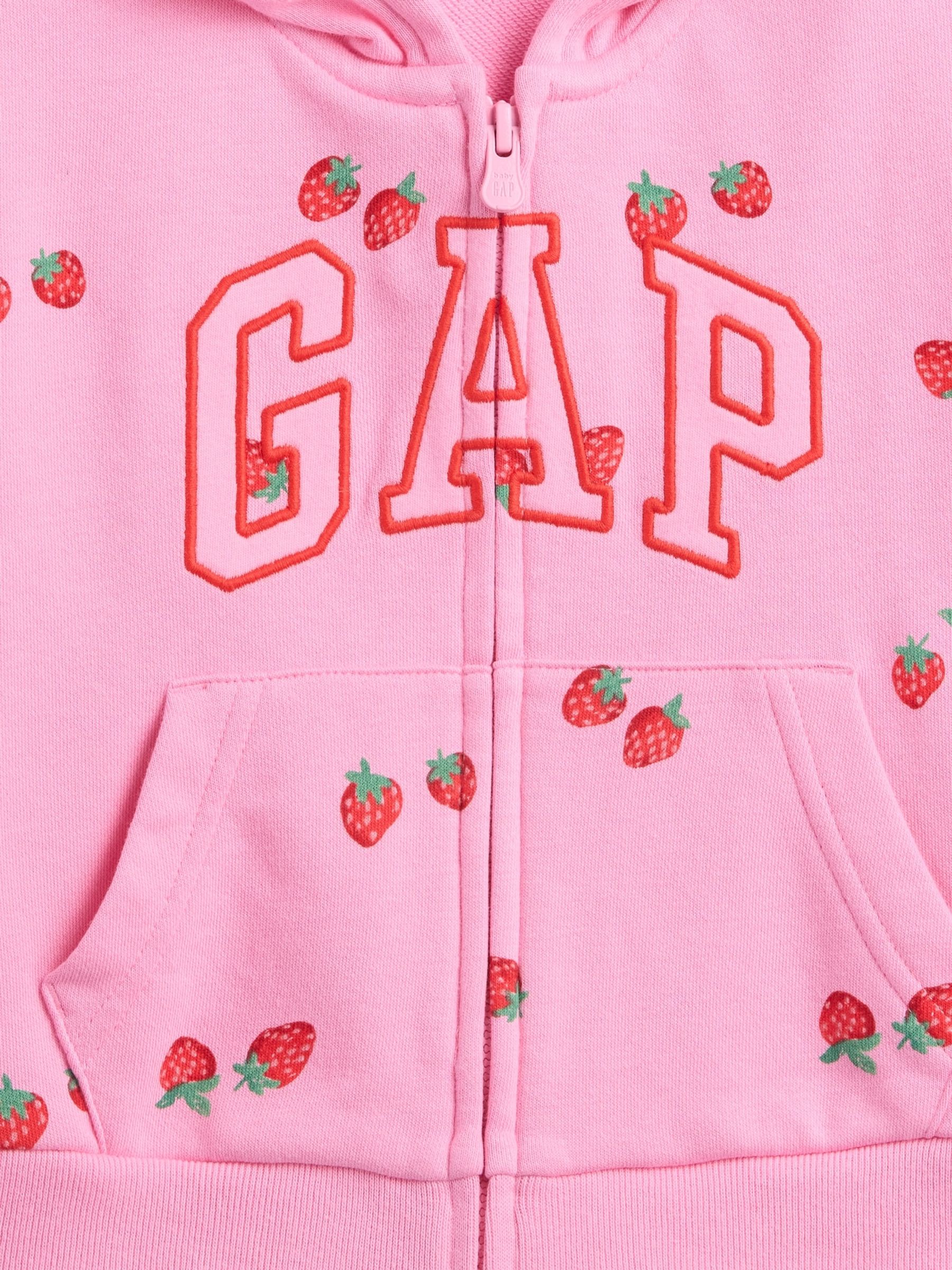Pink Strawberry Relaxed Logo French Terry Zip Hoodie - Image 3 of 3