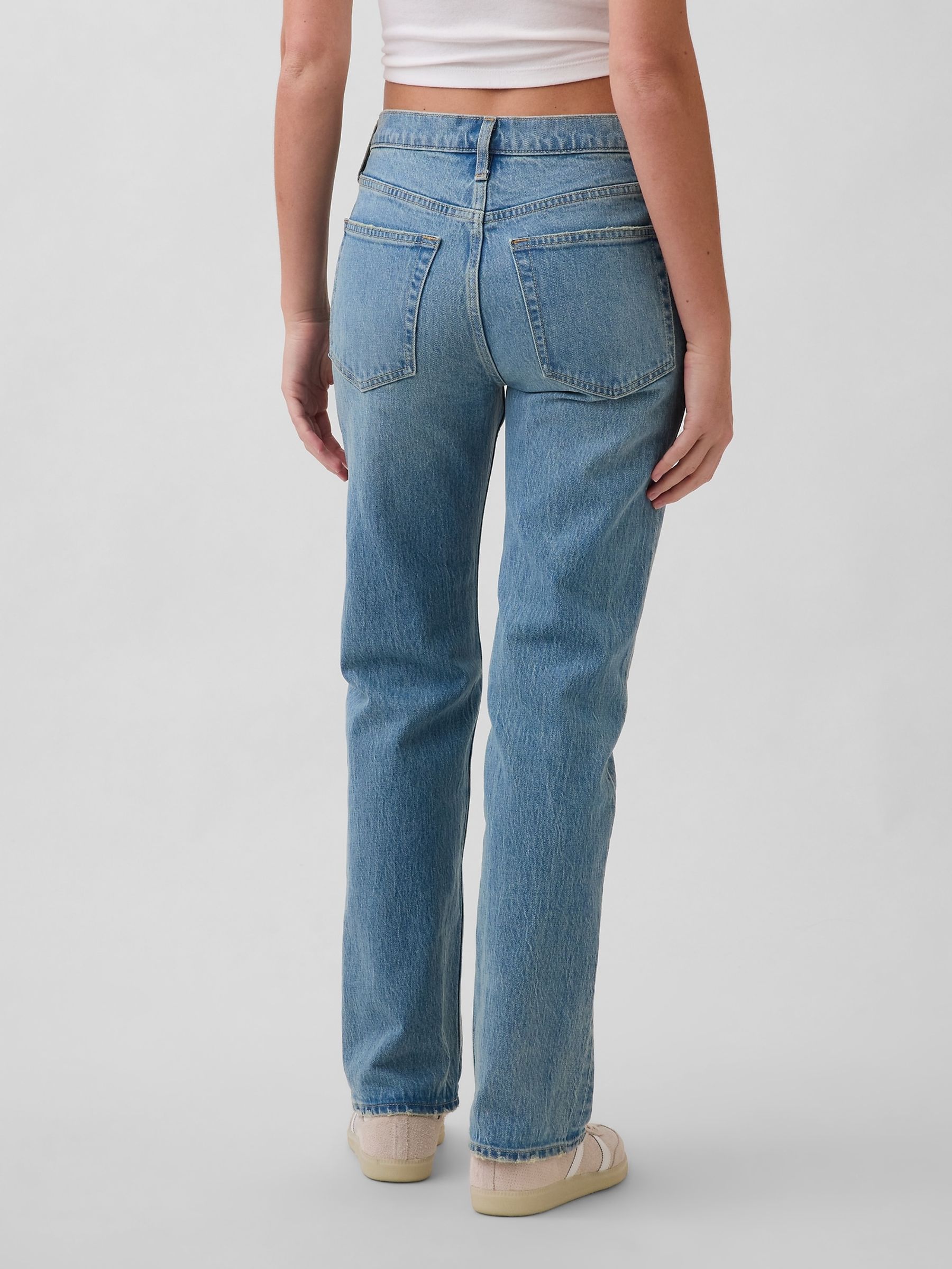 Medium Wash Mid Rise Relaxed Straight Jeans - Image 2 of 4