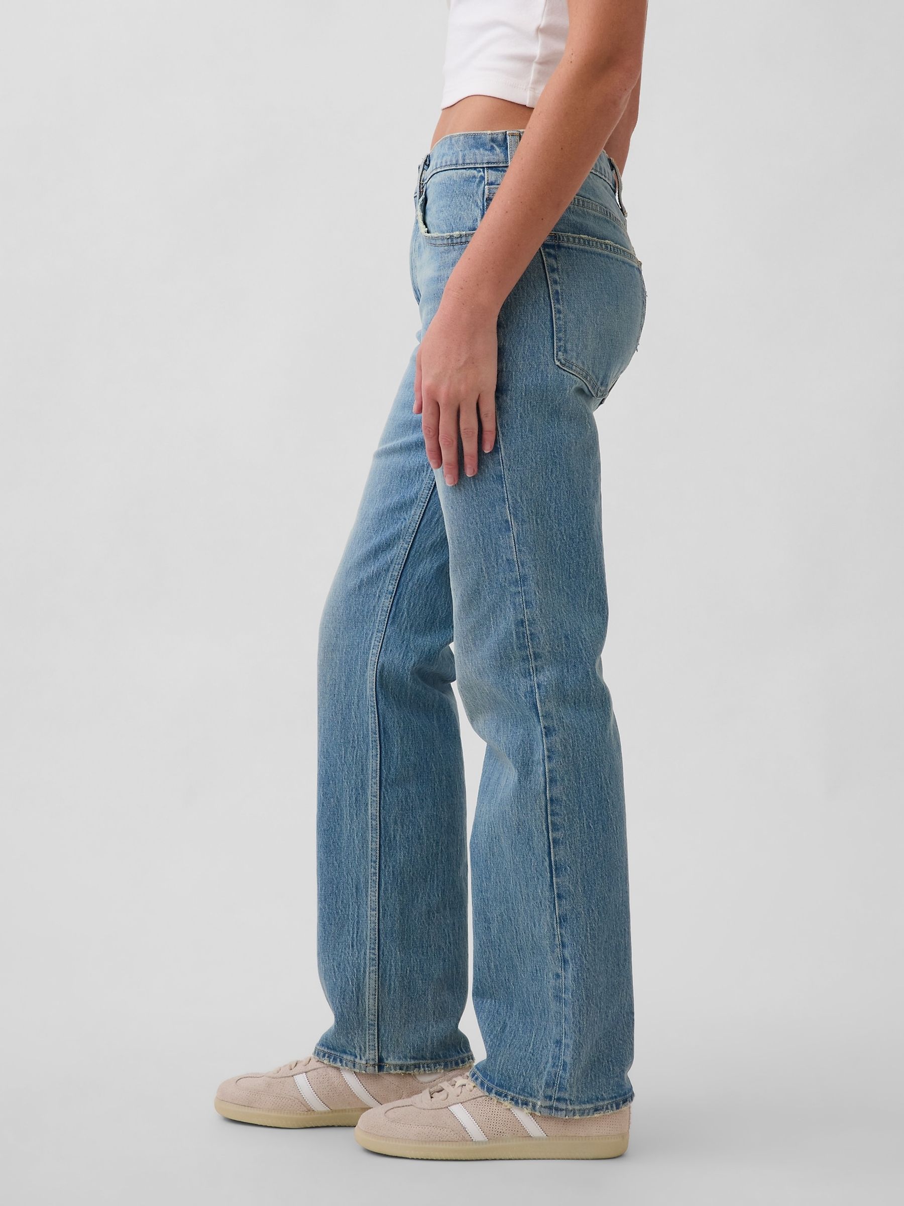 Medium Wash Mid Rise Relaxed Straight Jeans - Image 3 of 4