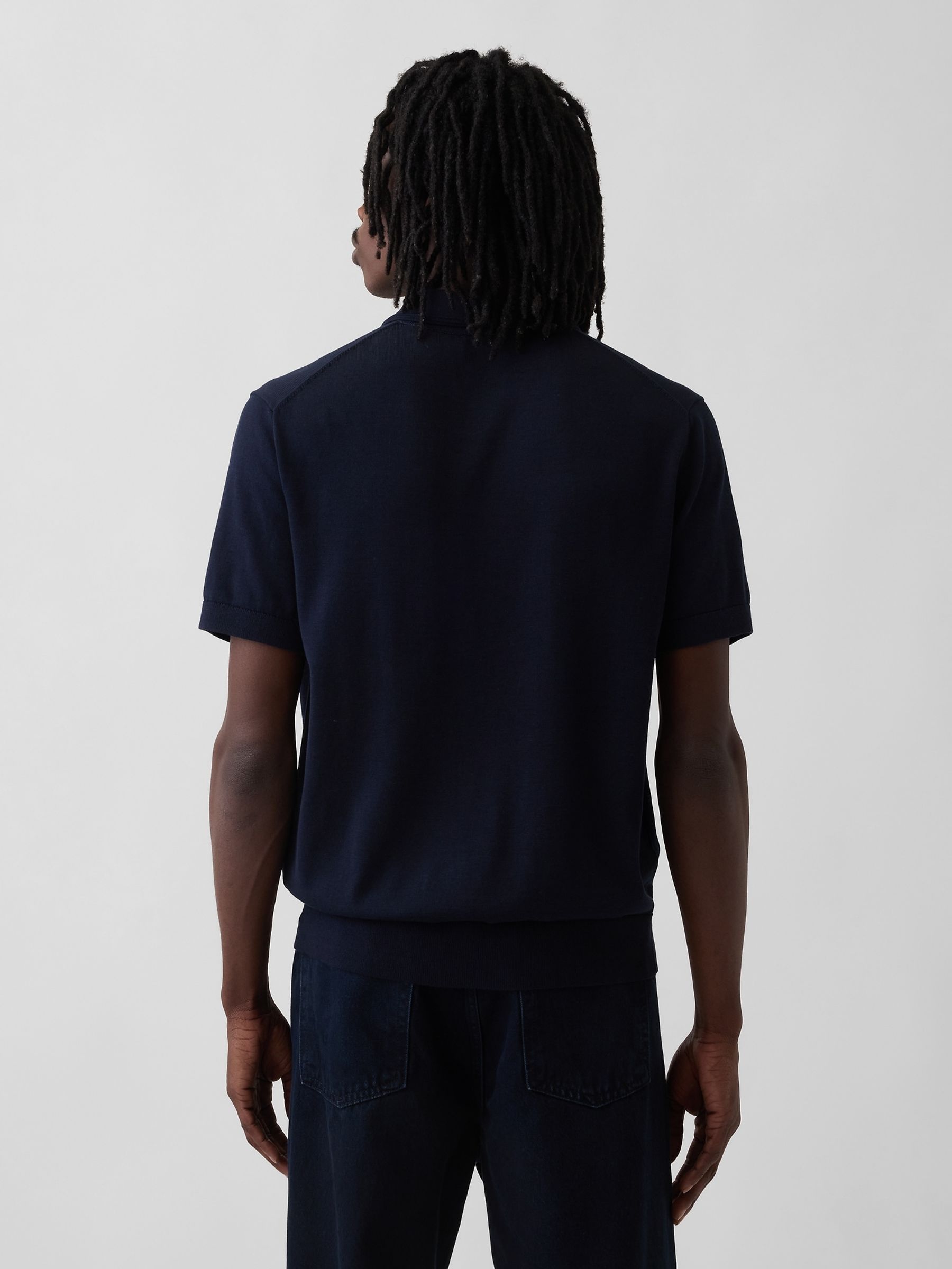 Navy Blue Classic Polo Jumper - Image 2 of 4