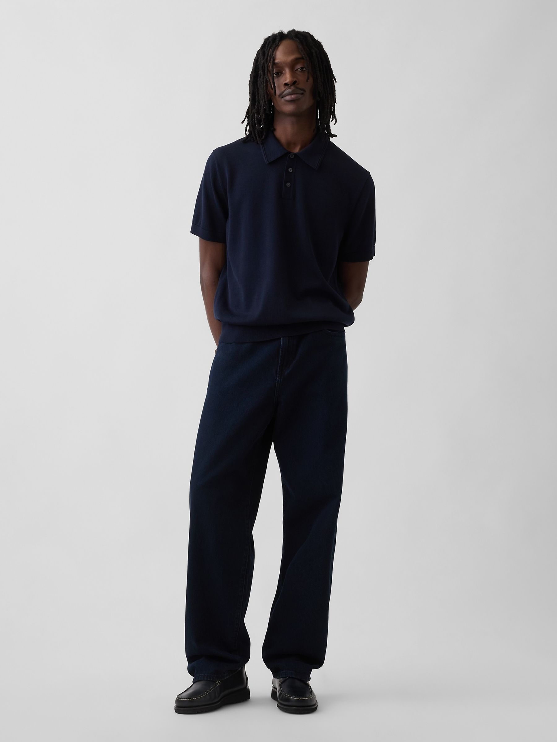 Navy Blue Classic Polo Jumper - Image 3 of 4